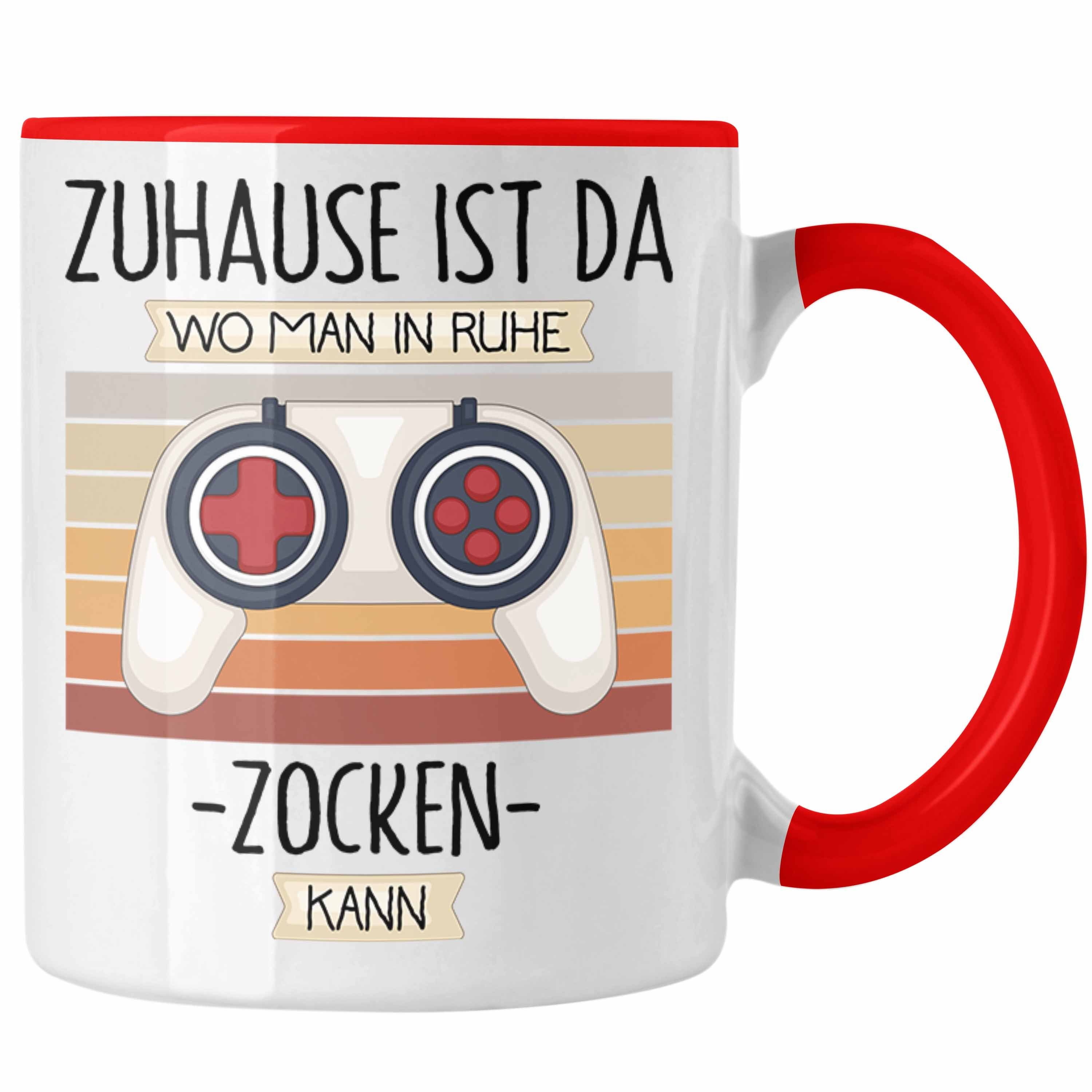 Trendation Tasse Gamer Tasse Geschenk Geschenkidee Lustiger Spruch Zuhause Ist Da Wo Ma Rot