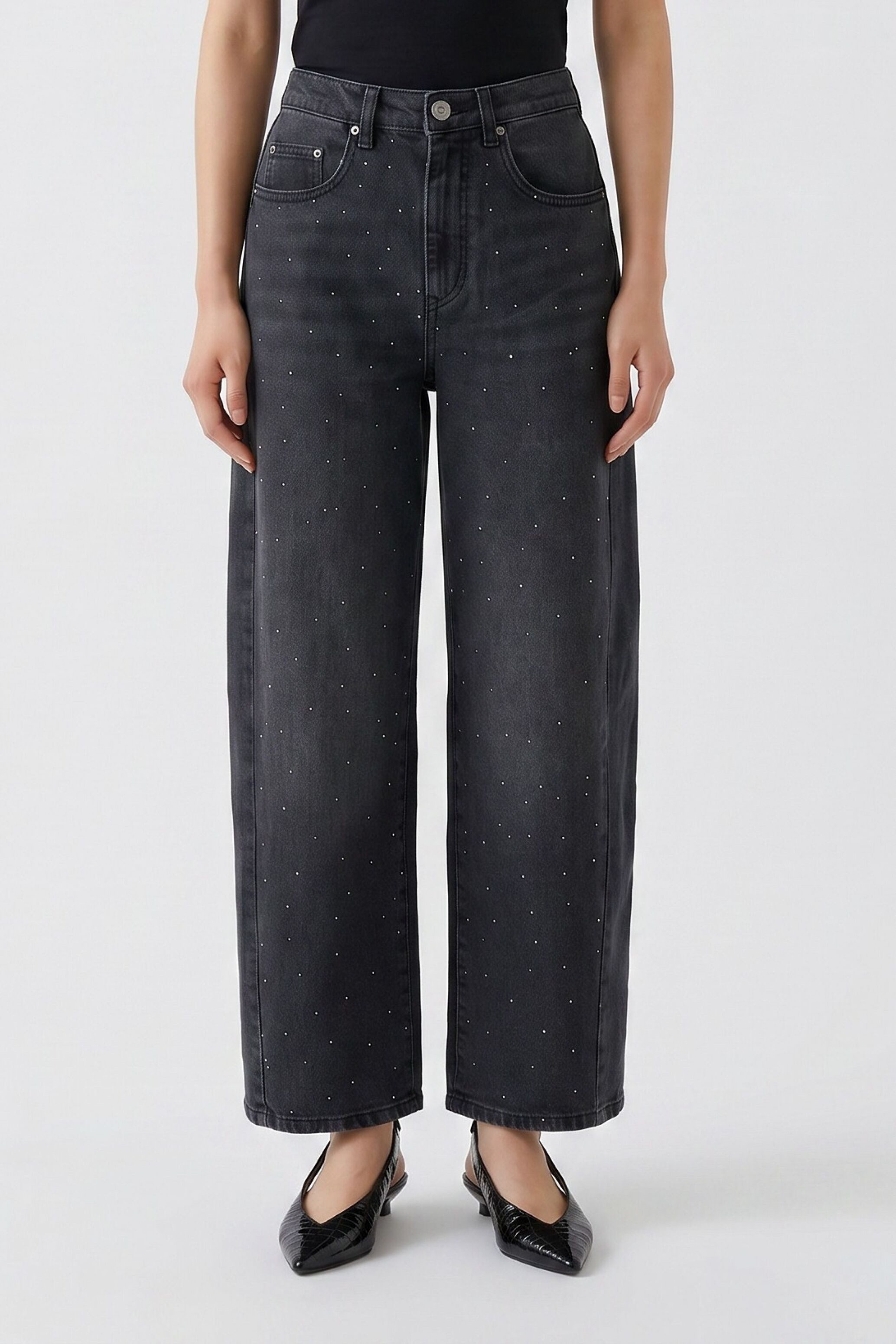 Oui Relax-fit-Jeans Relaxed Fit Lederbesatz