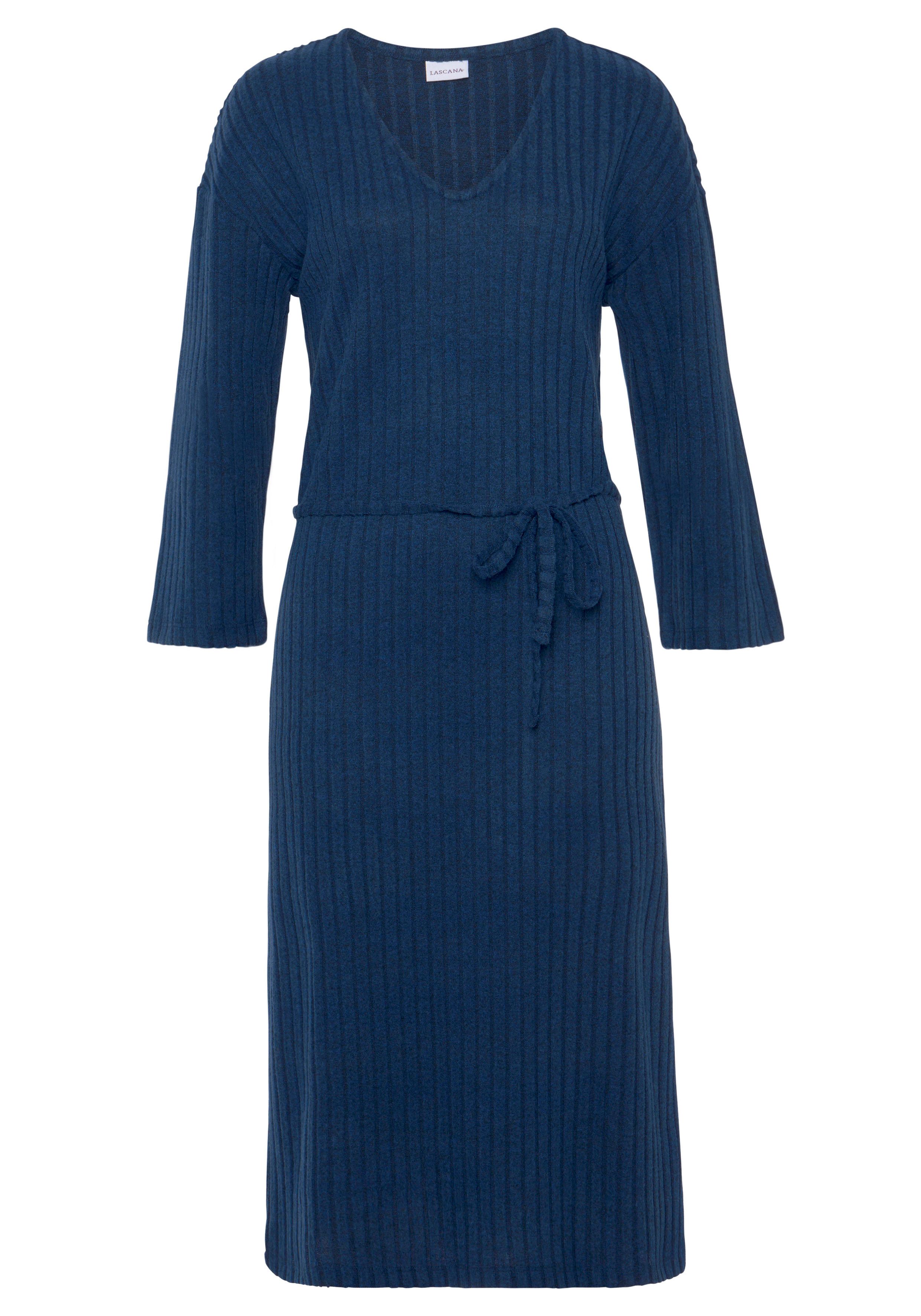 LASCANA Strickkleid Lounge-/ Rippkleid mit weiten Ärmeln und Taillenband, Loungewear. € 49,99