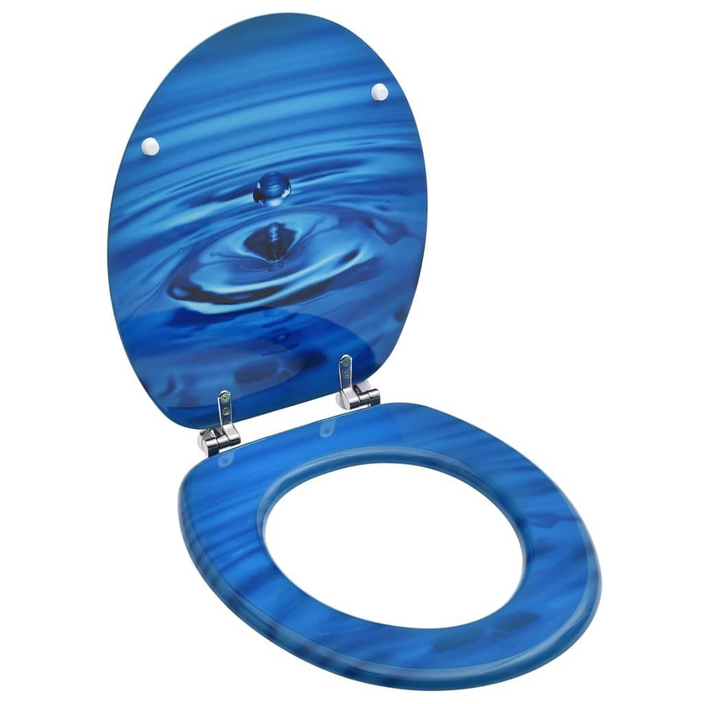 vidaXL WC-Sitz Toilettensitz mit Deckel MDF Blau Wassertropfen-Design (1-St)