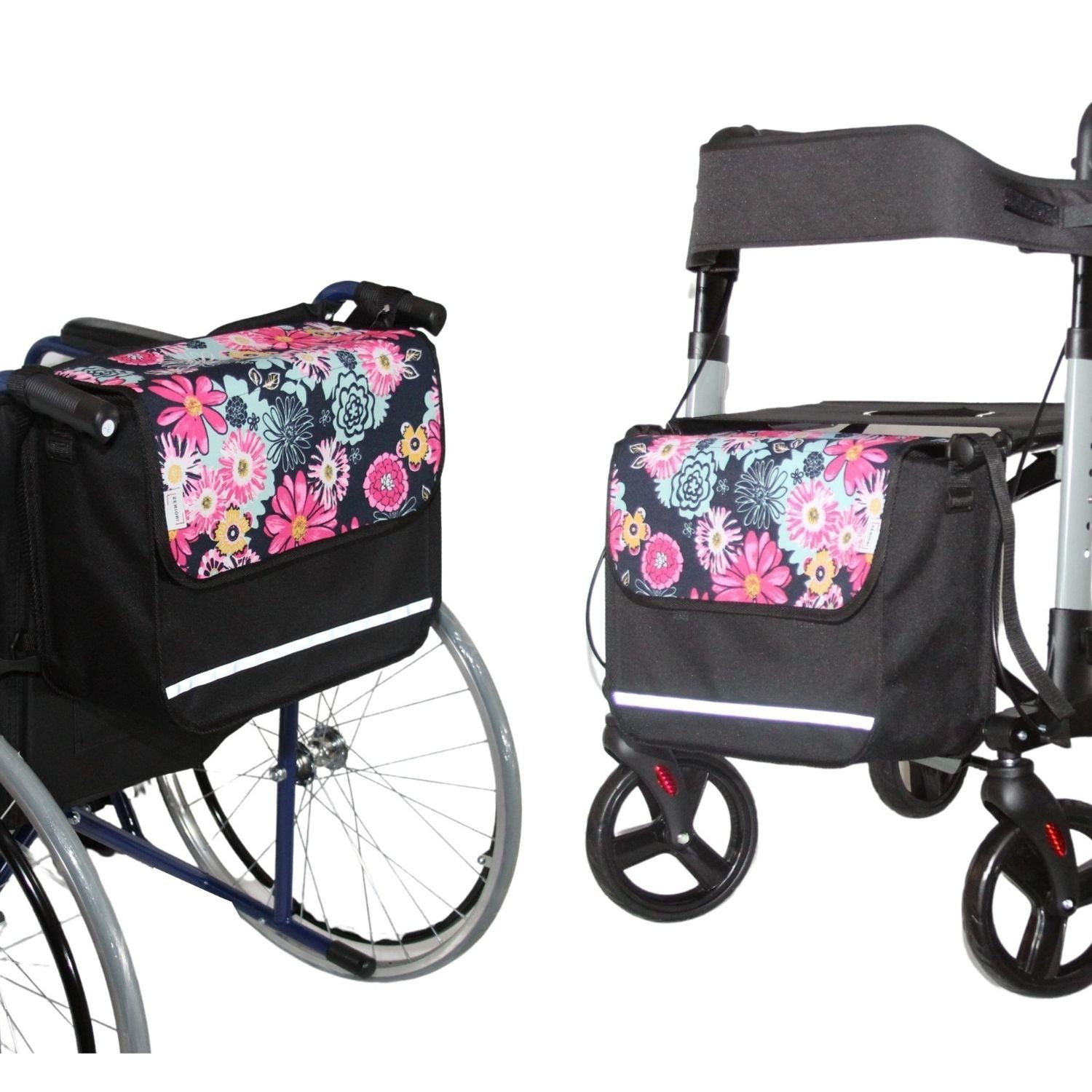 Seniori Aufbewahrungstasche SENIORI Rollator / Rollstuhl Tasche Rollatortasche Rollstuhltasche, 4F. Blumen - Flex