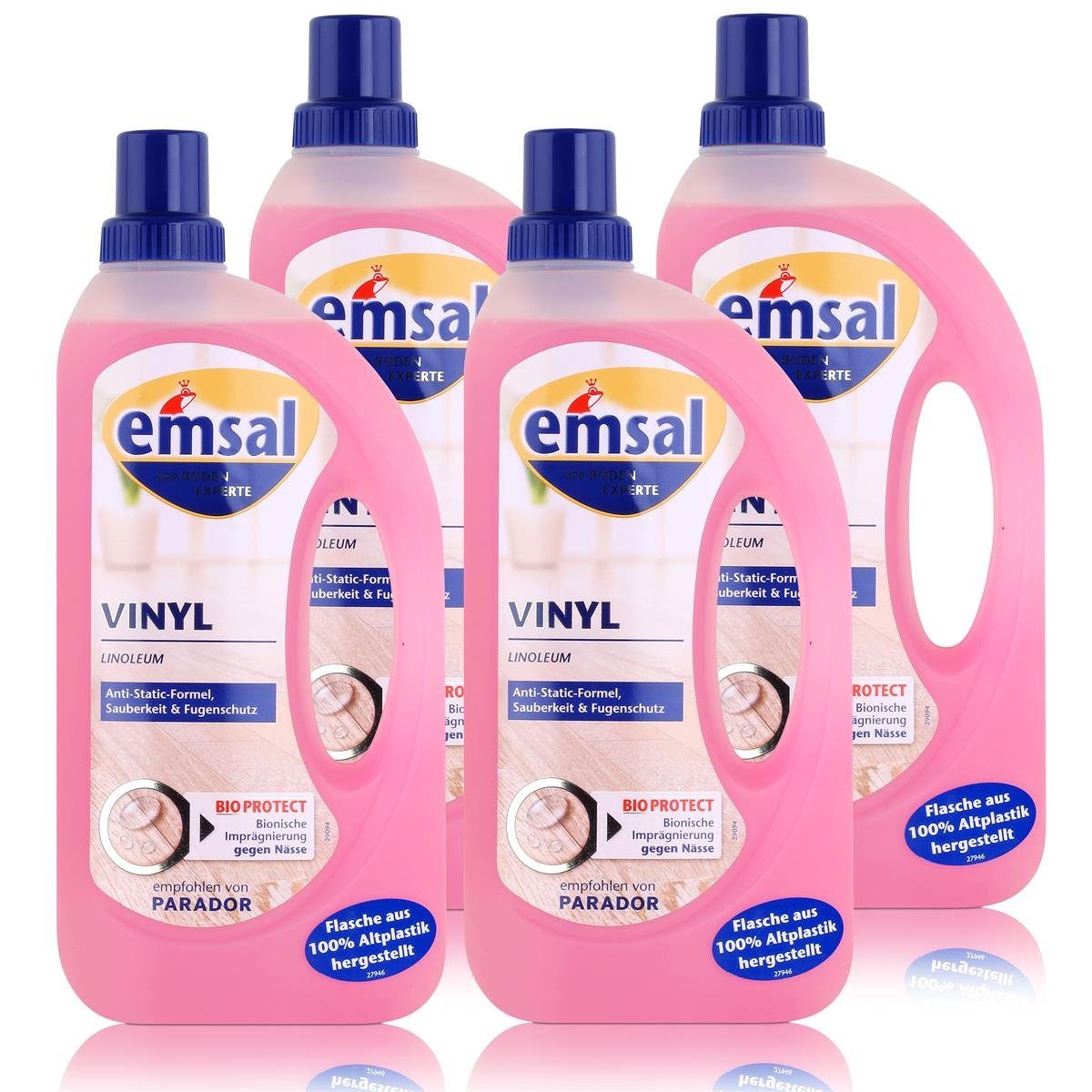 emsal emsal Bodenreiniger für Vinyl Linoleum 1L mit Anti-Static-Formel (4er Fussbodenreiniger