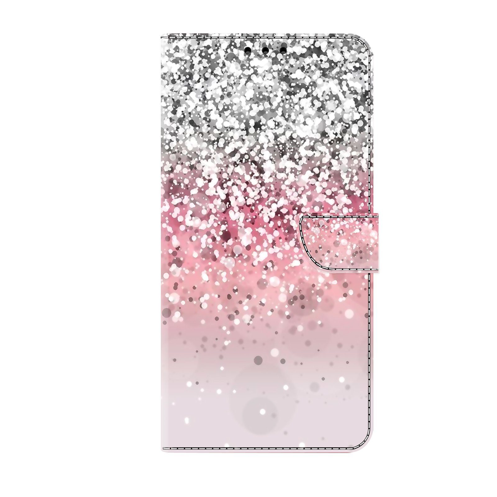 CLM-Tech Handytasche für Samsung Galaxy A16 / A17 5G Hülle aus PU-Leder Klapphülle (silber und rosa, Handyhülle mit Standfunktion - Wallet Flip Case inklusive Kartenfächer), Cover mit Magnetverschluss