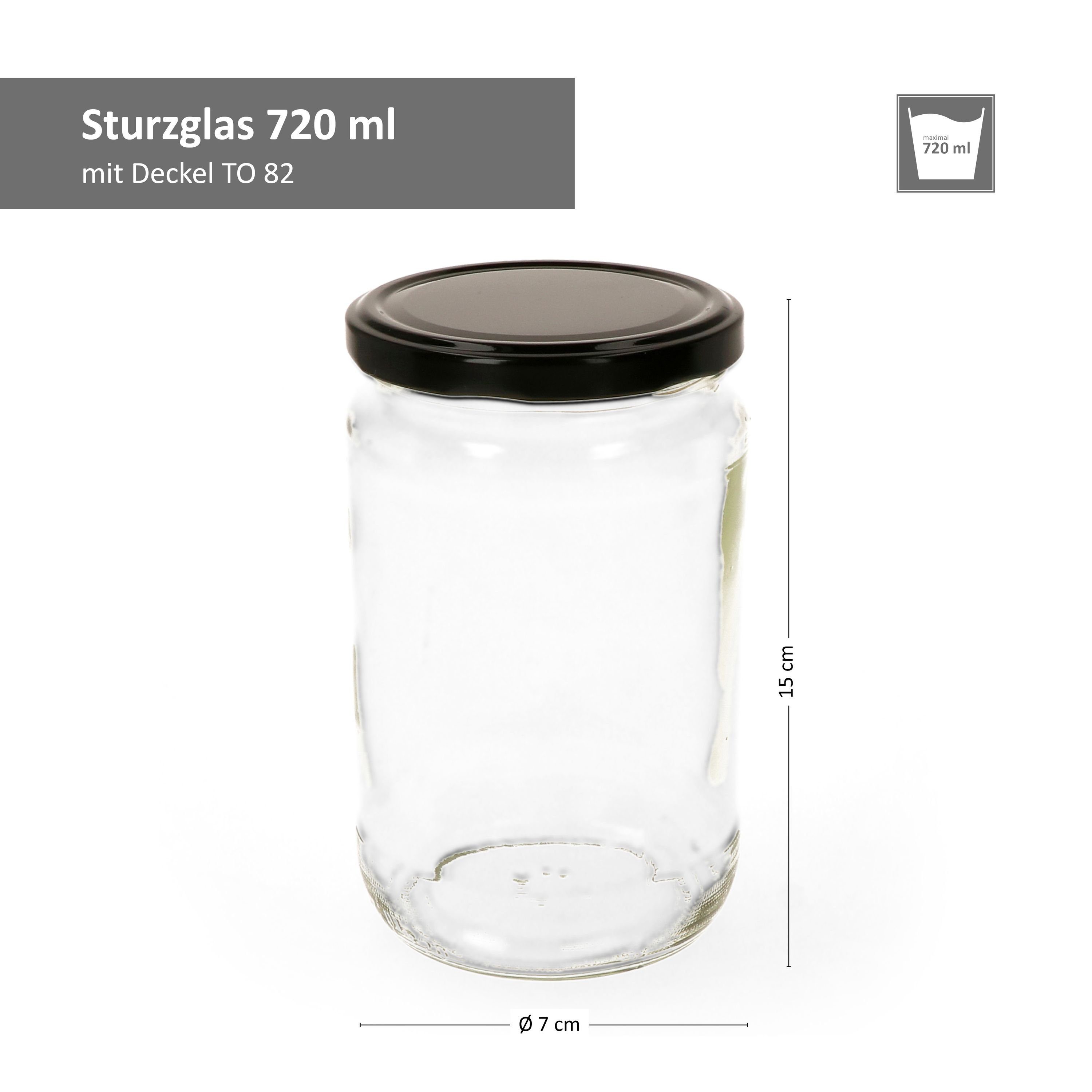MamboCat Einmachglas 12er Set Rundglas ml Deckel incl. 82 Rezeptheft, schwarzer 720 Glas To