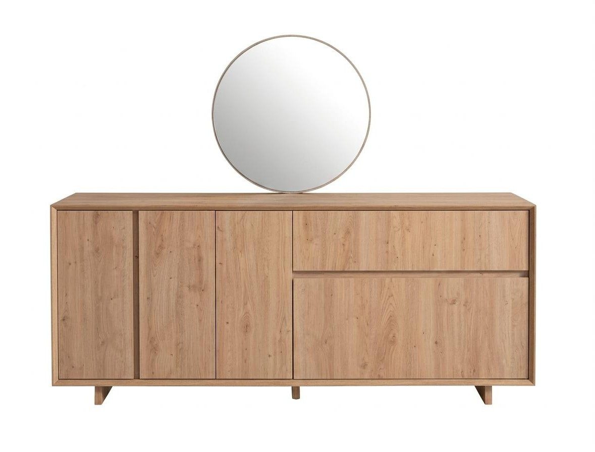 Xlmoebel Konsole Braune Holzkonsole mit Spiegel und 4 Türen für modernes Wohnzimmer (2 St., 2-tlg)