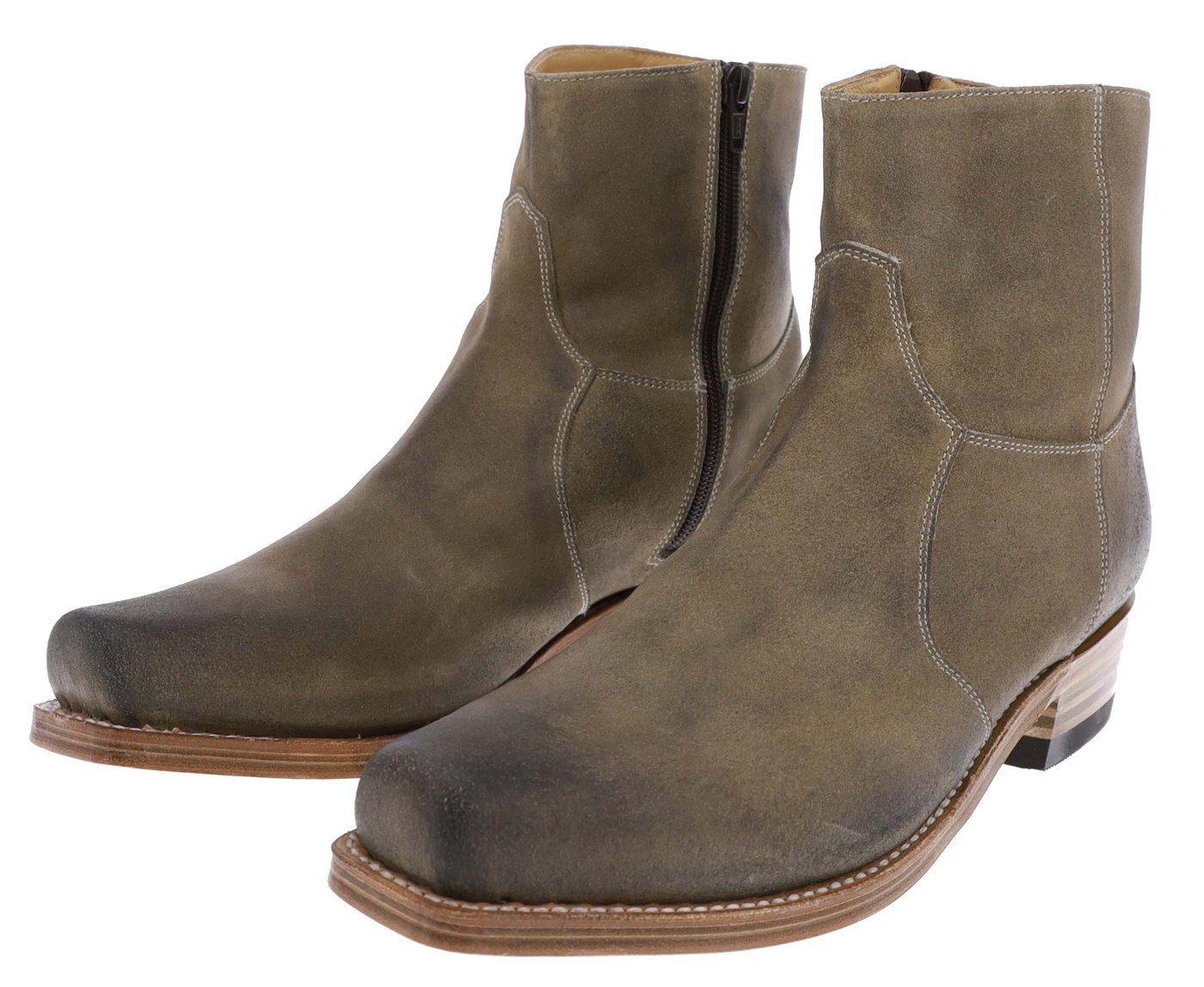Sendra Boots 5200 Herren Ledertsiefelette Beige Westernstiefelette Rahmengenäht