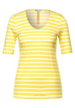 STREET ONE T-Shirt Street One Streifenshirt in Merry Yellow (1-tlg) Körpernah geschnitten