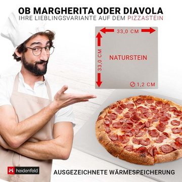 Heidenfeld Pizzaofen Edelstahl Pizza Ofen Neapel inkl. Pizzastein - bis 500°C, Pellets - Sichtfenster - Backofen - Holzofen - Thermometer