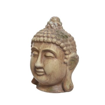 MARELIDA Buddhafigur Buddhakopf Mann Dekofigur Außen kupfer Feng Shui Gartenfigur 27cm (1 St)