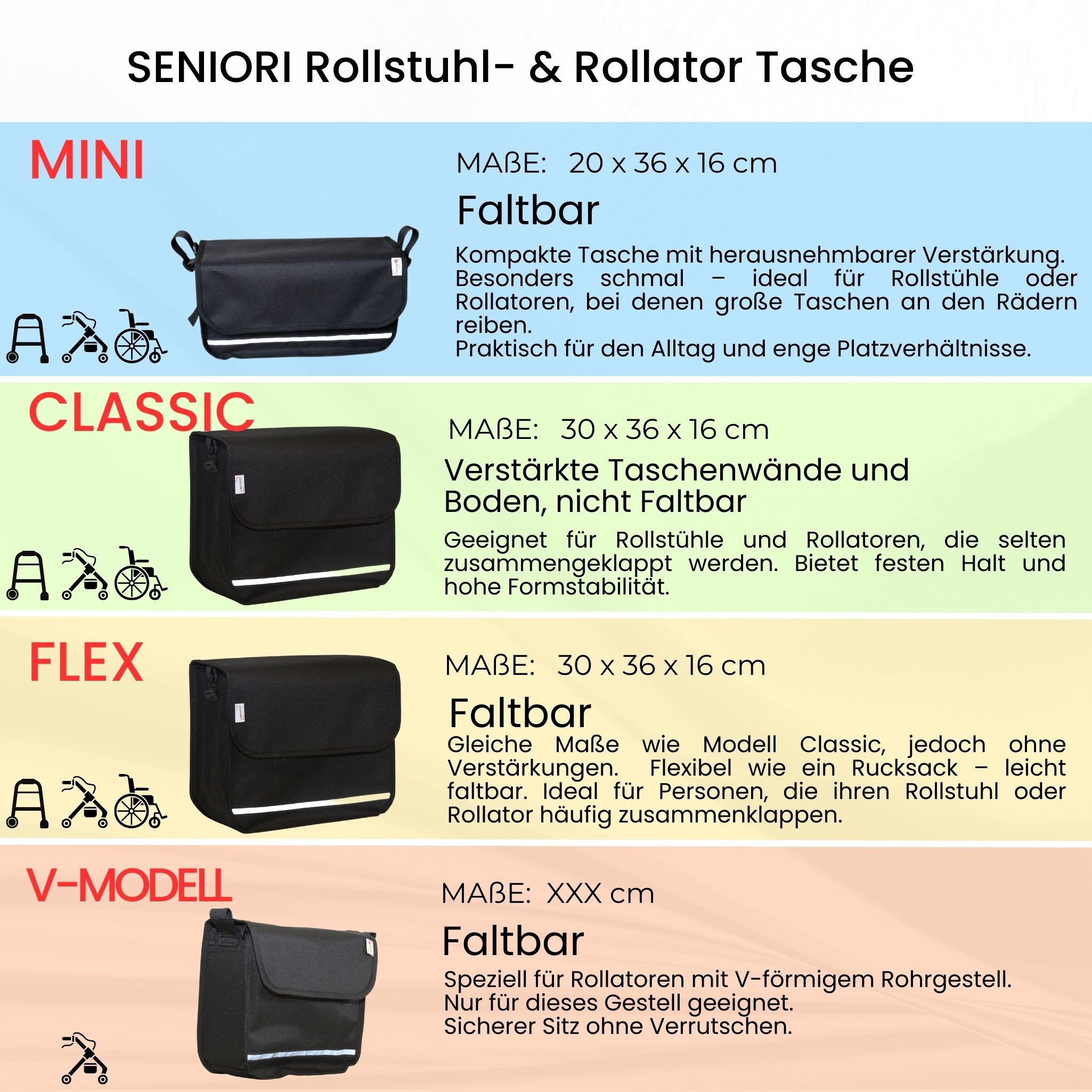 Seniori Aufbewahrungstasche SENIORI Rollator / Rollstuhl Tasche Rollatortasche Rollstuhltasche, 6F. Folklore - Flex – Bild 5 von 5