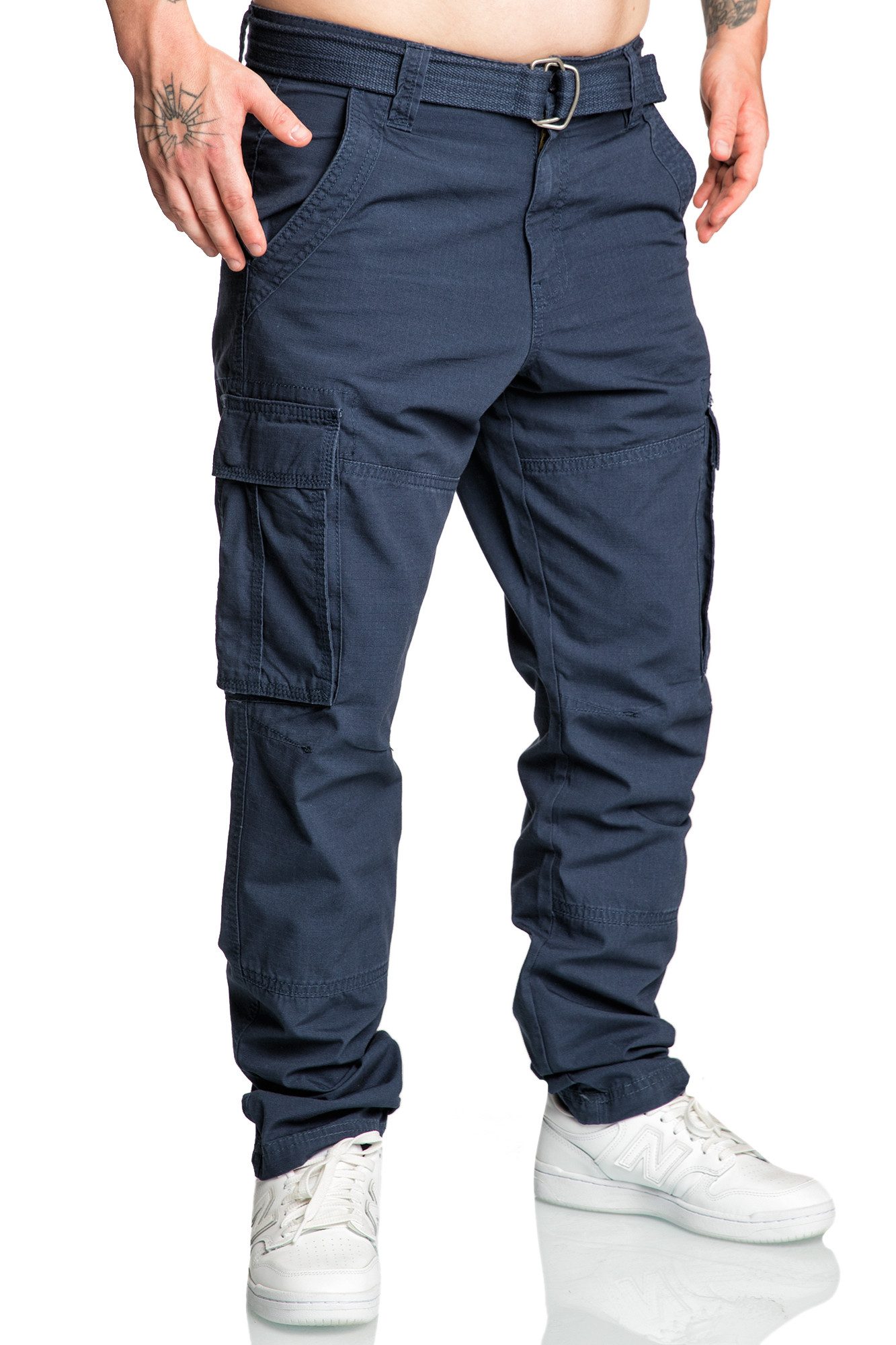 Amaci&Sons Cargohose PASCAGOULA Cargopants Herren Loosefit Jogger Cargo Chino Hose inkl. Gürtel
