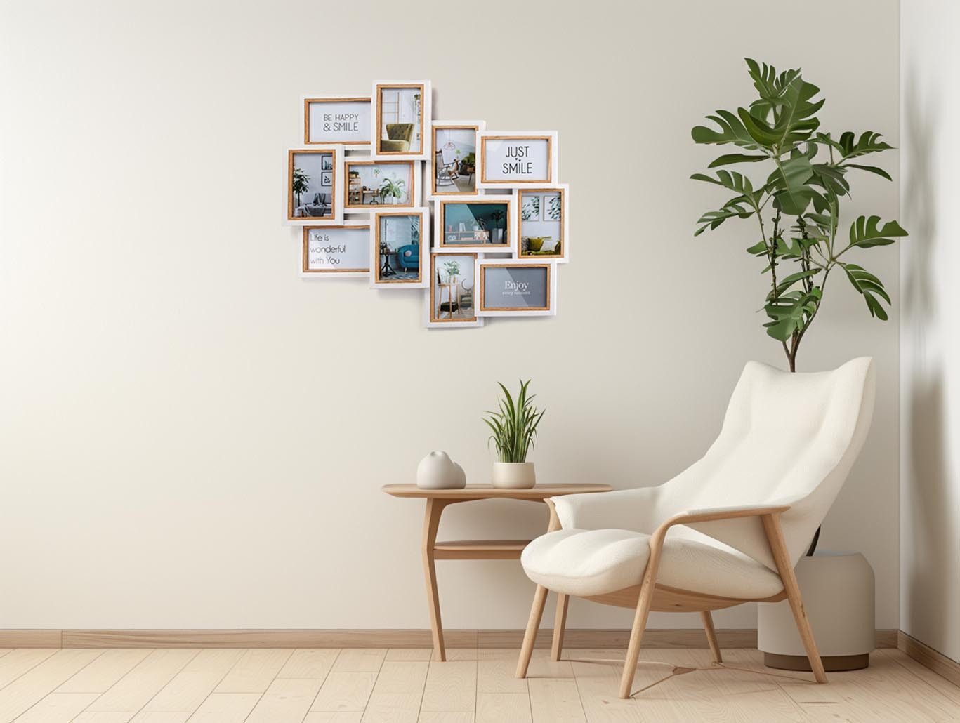 Kobolo Bilderrahmen Collage Bilderhalter Fotorahmen Holz BIG weiß braun 10x günstig online kaufen