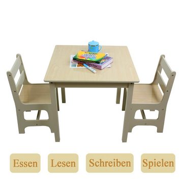 Natsen Kindersitzgruppe, Kindertisch mit 2 Stühle Holz Sitzgruppe für Kinder