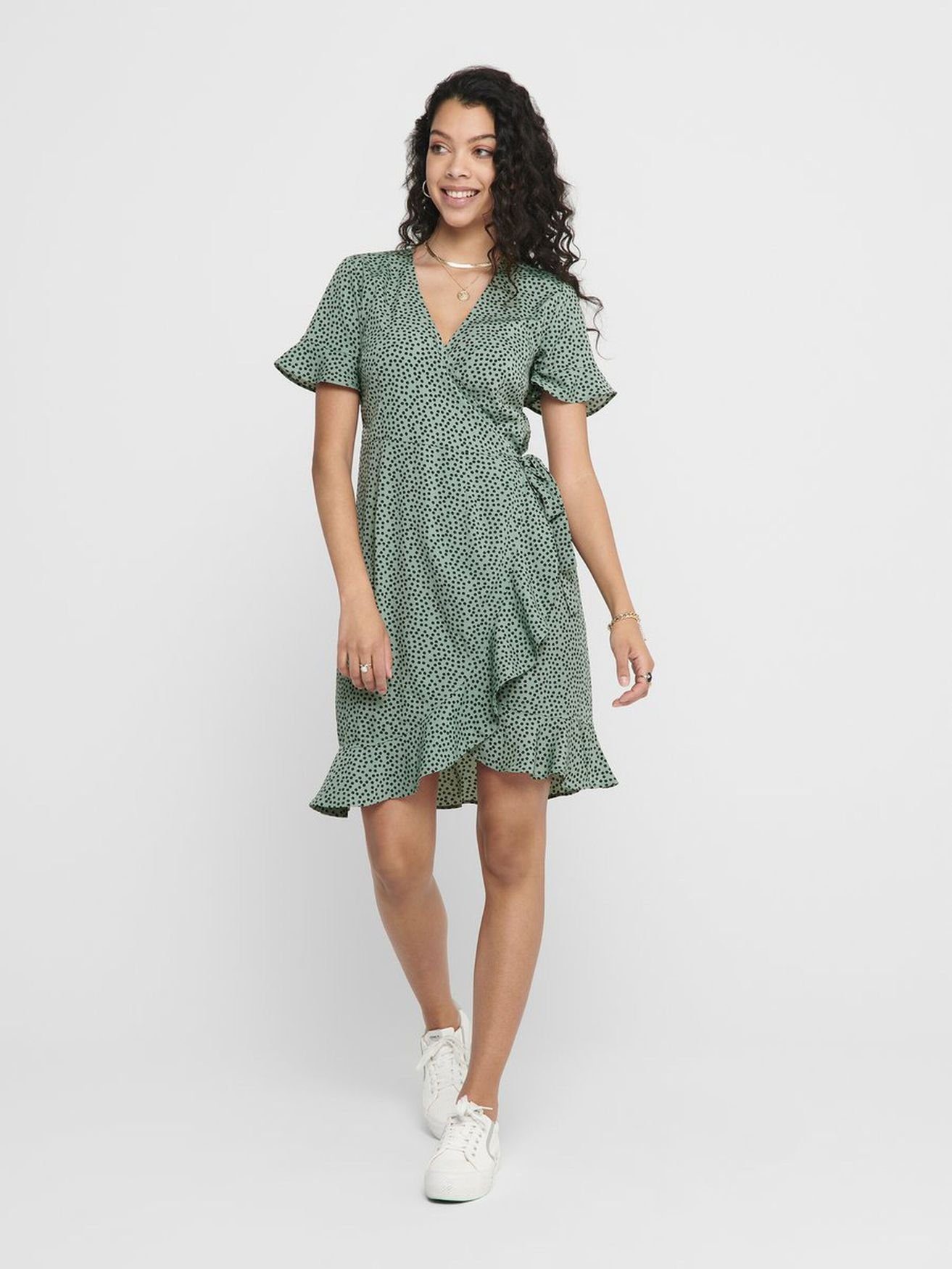 ONLY Shirtkleid (knielang, 1-tlg) ONLOLIVIA S/S WRAP DRESS WVN NOOS