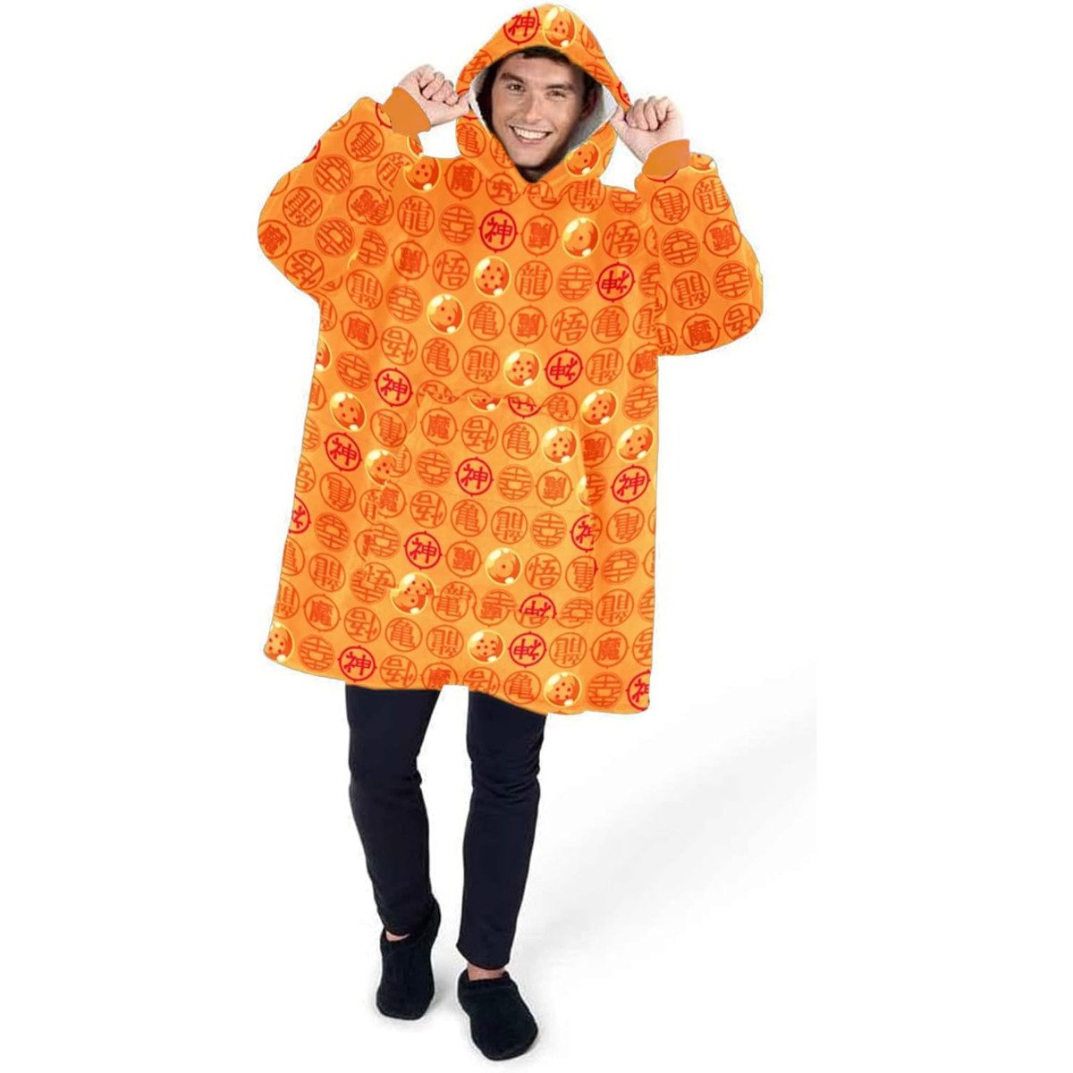 Dragon Ball Poncho - Hoodie Blanket 110 × 95 cm Kuscheldecke mit Ärmeln und Kapuze (1-St)