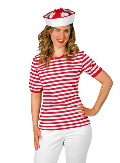 Rubie´s T-Shirt »Ringelshirt halbarm rot-weiß« Gestreiftes T-Shirt aus reiner Baumwolle