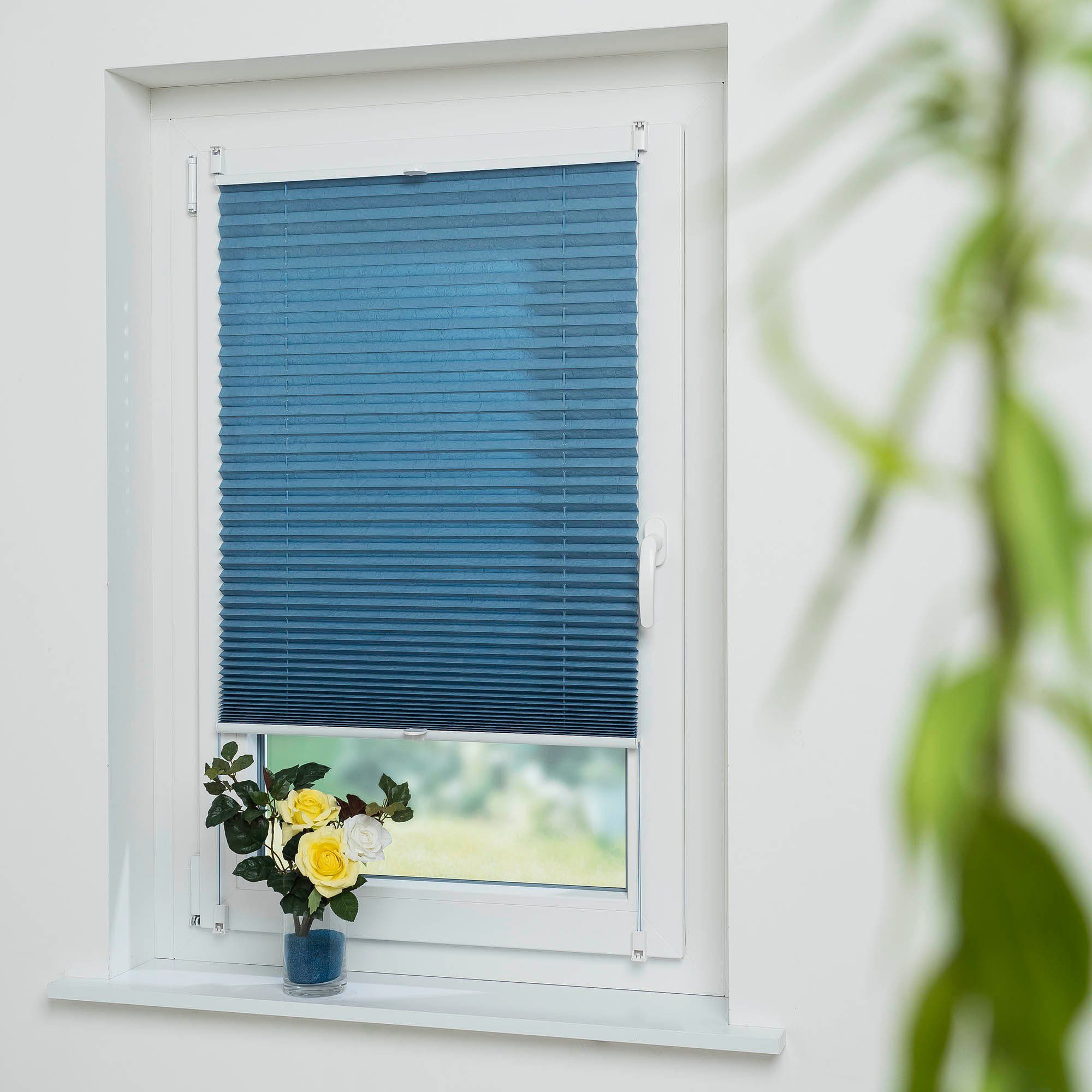 Liedeco Plissee Jeansblue, Lichtschutz, ohne Bohren, verspannt, Klemmfix günstig online kaufen