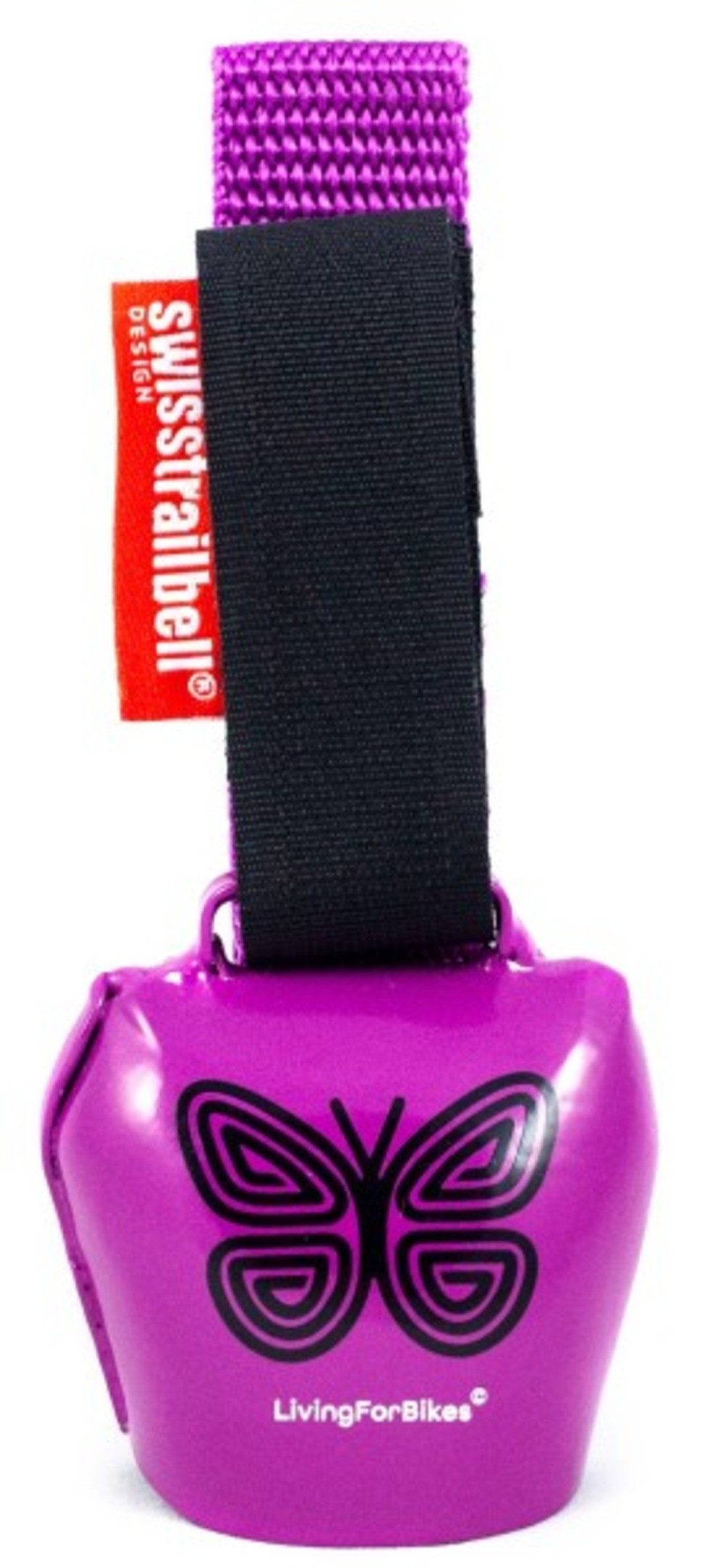 swisstrailbell Fahrradklingel "Mexico Edition" Purple Bell: Black Mariposa, Lila Band