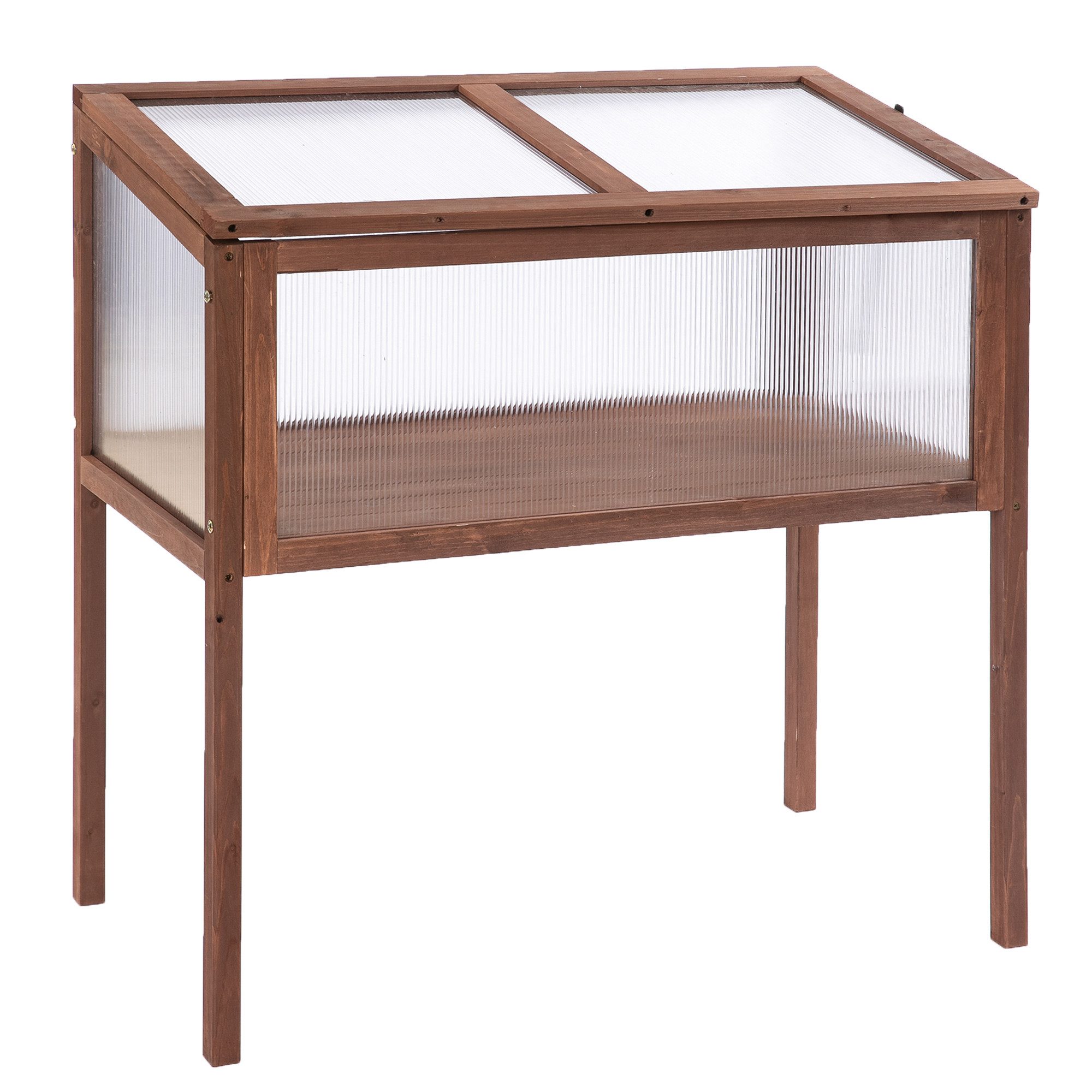 MC Star Hochbeet Frühbeet Pflanzkasten 90 x 50 x 93 cm für Garten Balkon Terrasse (Kräuterbeet aus Tannenholz & PC-Platte in Braun)