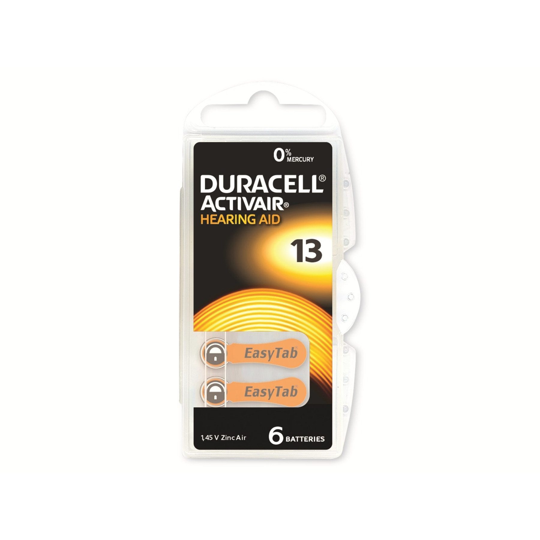 Duracell DURACELL Zinc Air-Knopfzelle Typ 13, 1.45V, Activair, 6 Stück Knopfzelle