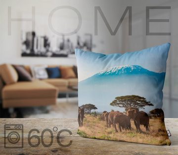 Kissenbezug, VOID (1 Stück), Sofa-Kissen Elefanten Steppe Afrika Kilimandscharo Asien Zoo Tiere Reise Urlaub Dickhäuter Jagen Safari Sommer Wildtiere Herde
