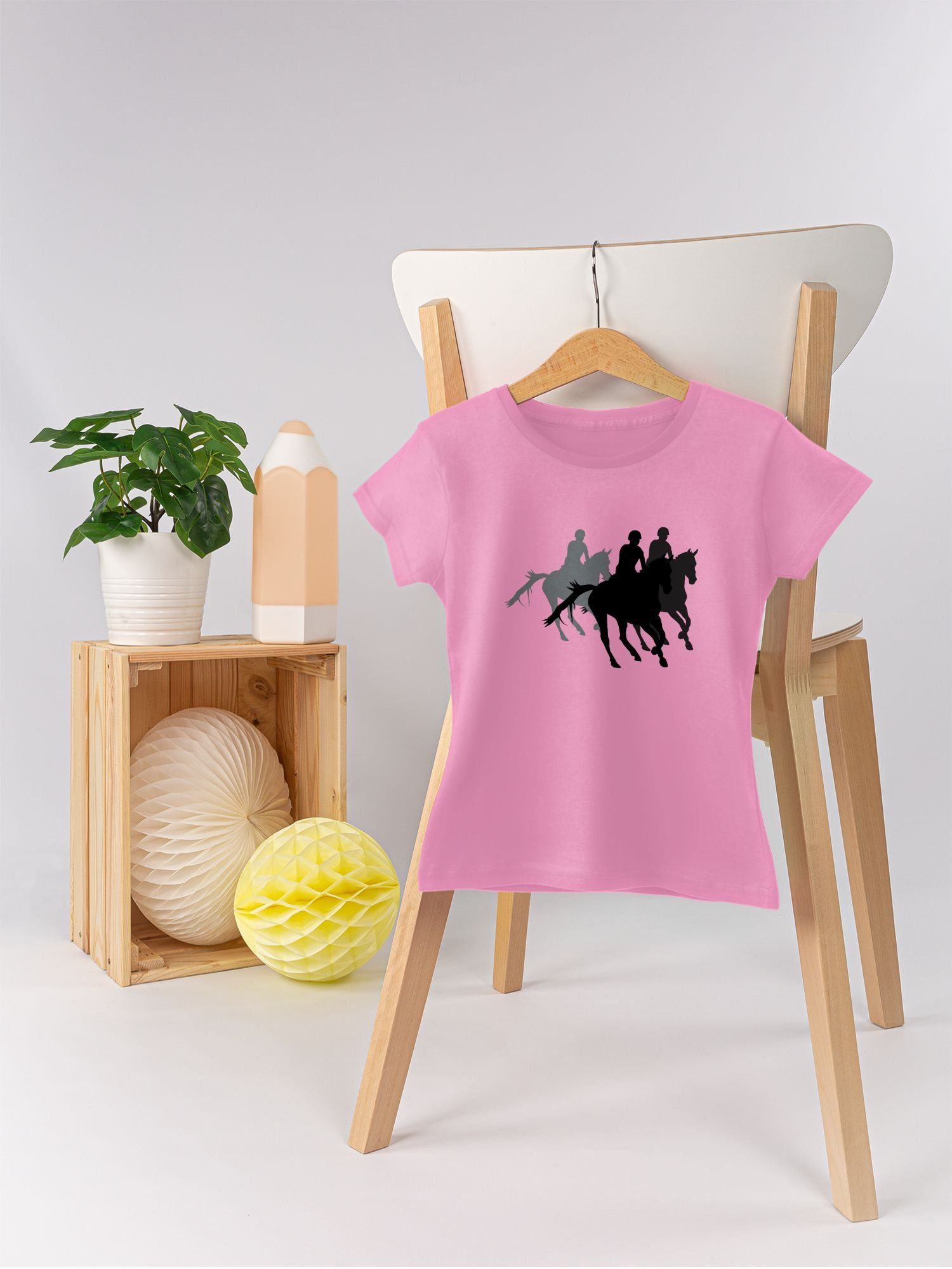 Freizeitreiten T-Shirt Pferd Reiten Rosa Shirtracer 2 Ausreiten