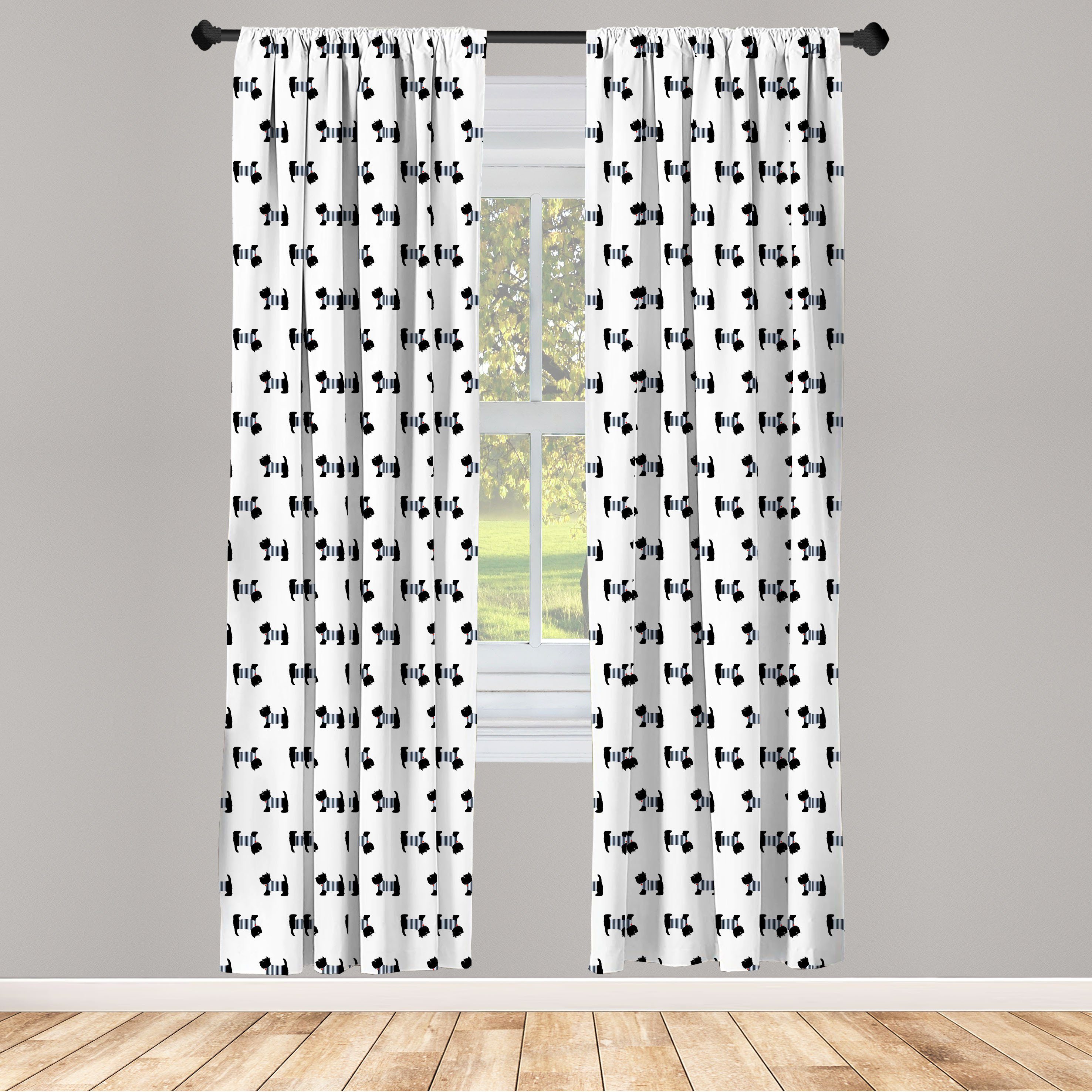 Gardine Vorhang für Wohnzimmer mit Schlafzimmer Scottie Dekor, Dog Breed Seemann-Hemd Microfaser, Abakuhaus
