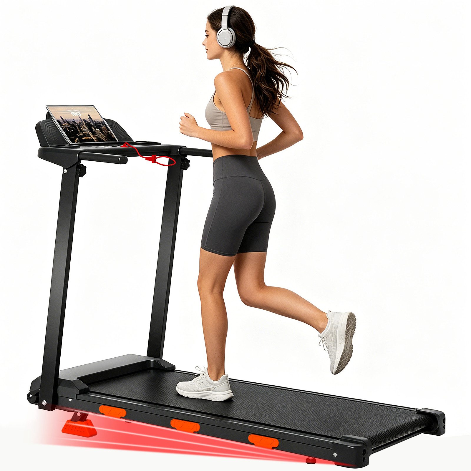 UMAY Laufband 12 voreingestellte Programme Für Zuhause (Kompaktes Heimlaufband mit stufenloser Neigung bis 15%, robust bis 120 kg, Geschwindigkeit bis 12 km/h), Fitness Laufband für Zuhause