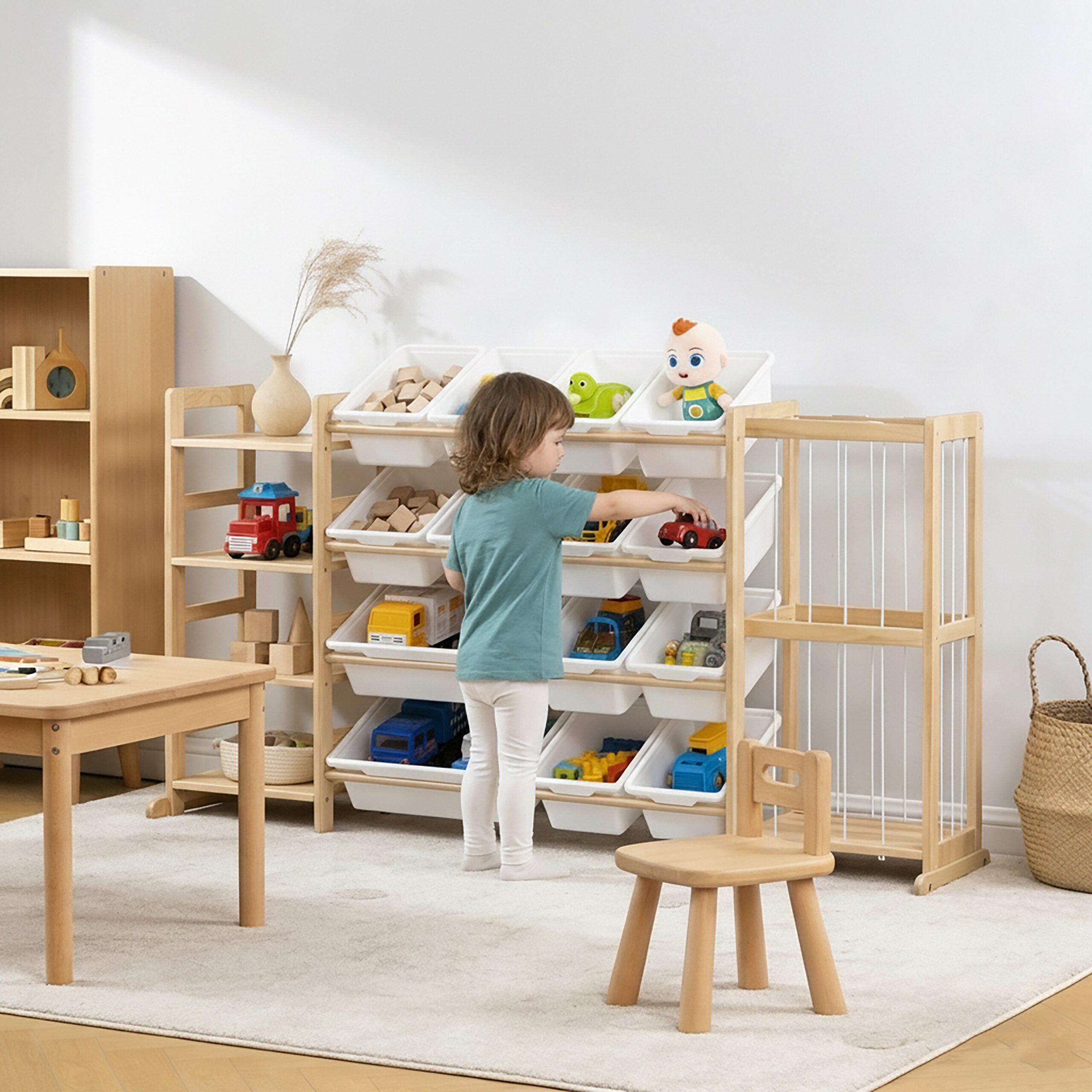 relaxdays Kinderregal Großes Kinderregal mit 12 Boxen