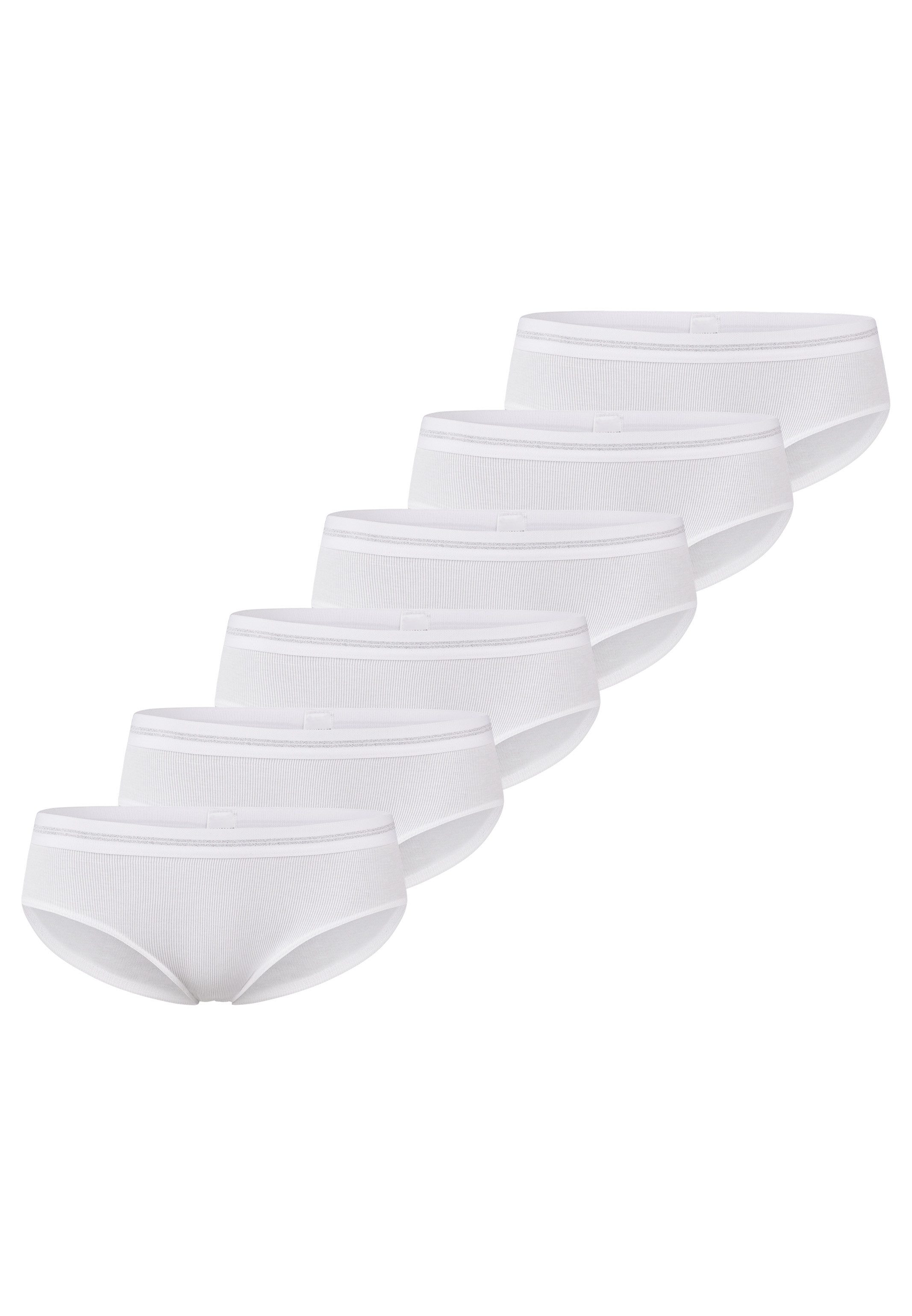 Schiesser Panty 6er Pack Teens Girls Long Life Cotton (Spar-Set, 6-St) Panty - Baumwolle - Webgummibund mit schimmernden Lurex Fäden