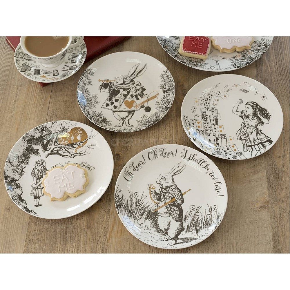 Creative Tops Kuchenteller Alice in Wonderland, iin Geschenkbox, Weiß, Alice im Wunderland, H: 1cm