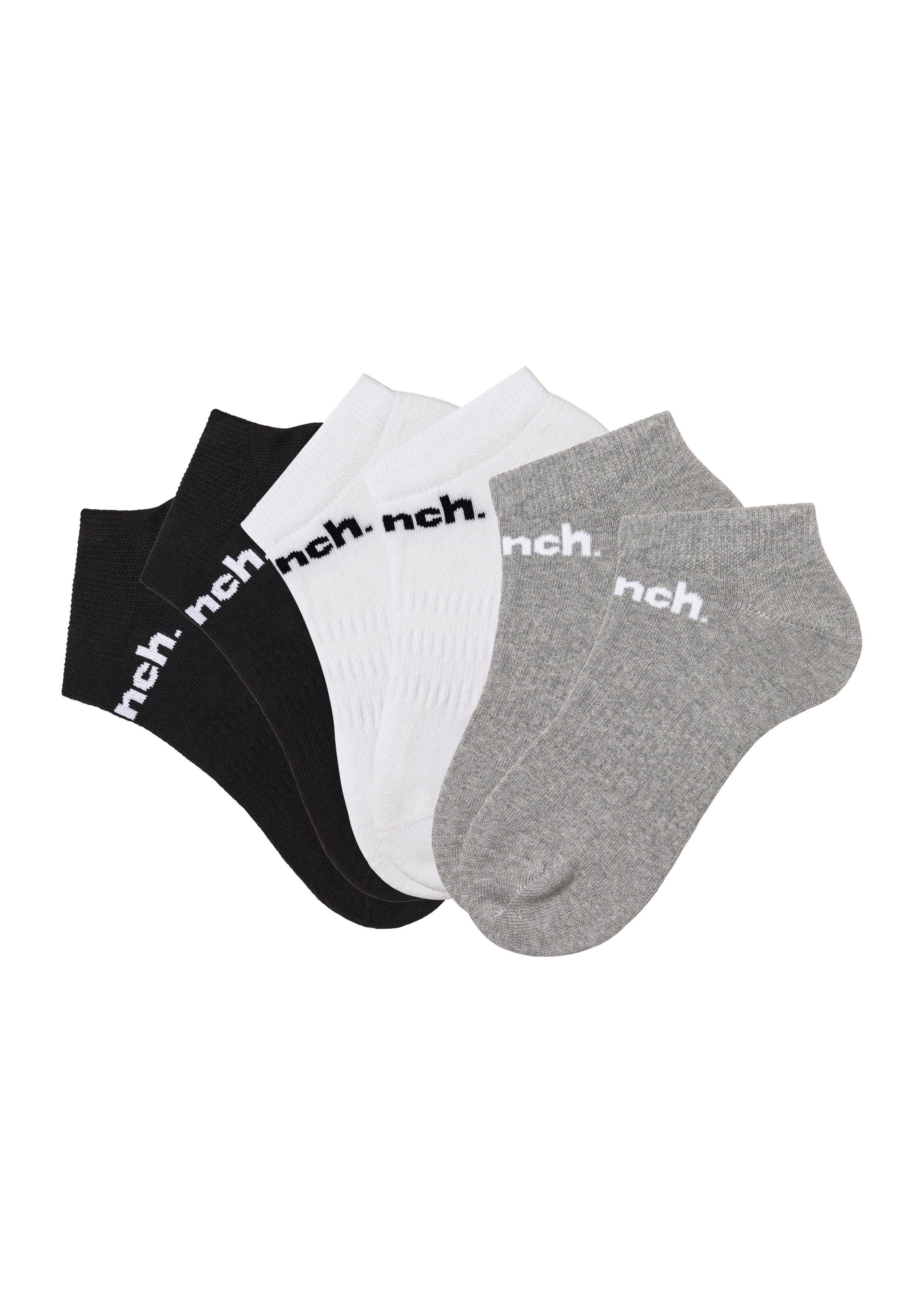 schwarz, Sneakersocken 2x 6-Paar) Sportsocken weiß, (Set, Bench. klassischem 2x 2x Logoschriftzug grau-meliert mit