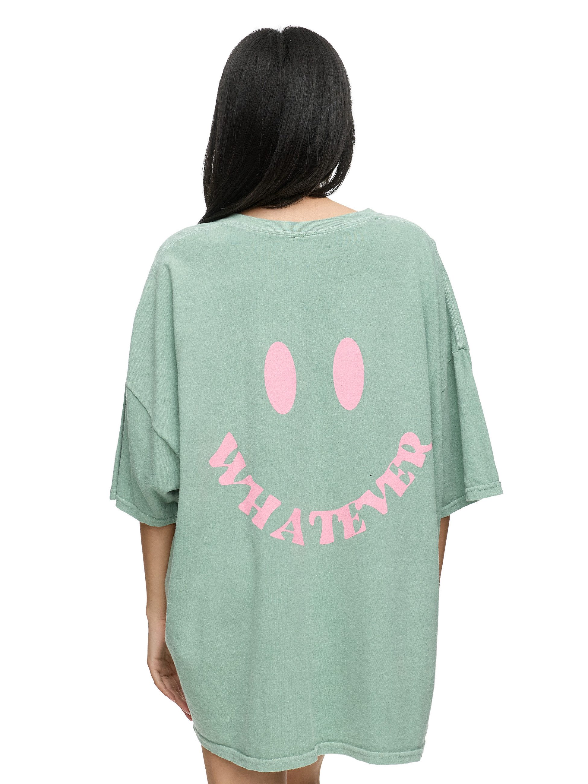 Worldclassca T-Shirt Worldclassca Oversized Print WHATEVER Vintage T-Shirt Sommer Oberteil PRINT - WHATEVER - VINTAGE STONE WASHED
