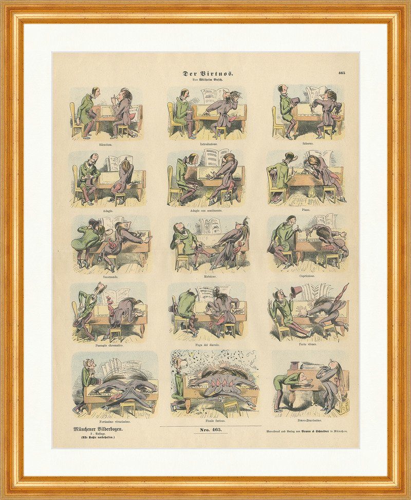 Kunstdruck Der Virtuos Wilhelm Busch Silentium Adagio Münchener Bilderbogen 465 G