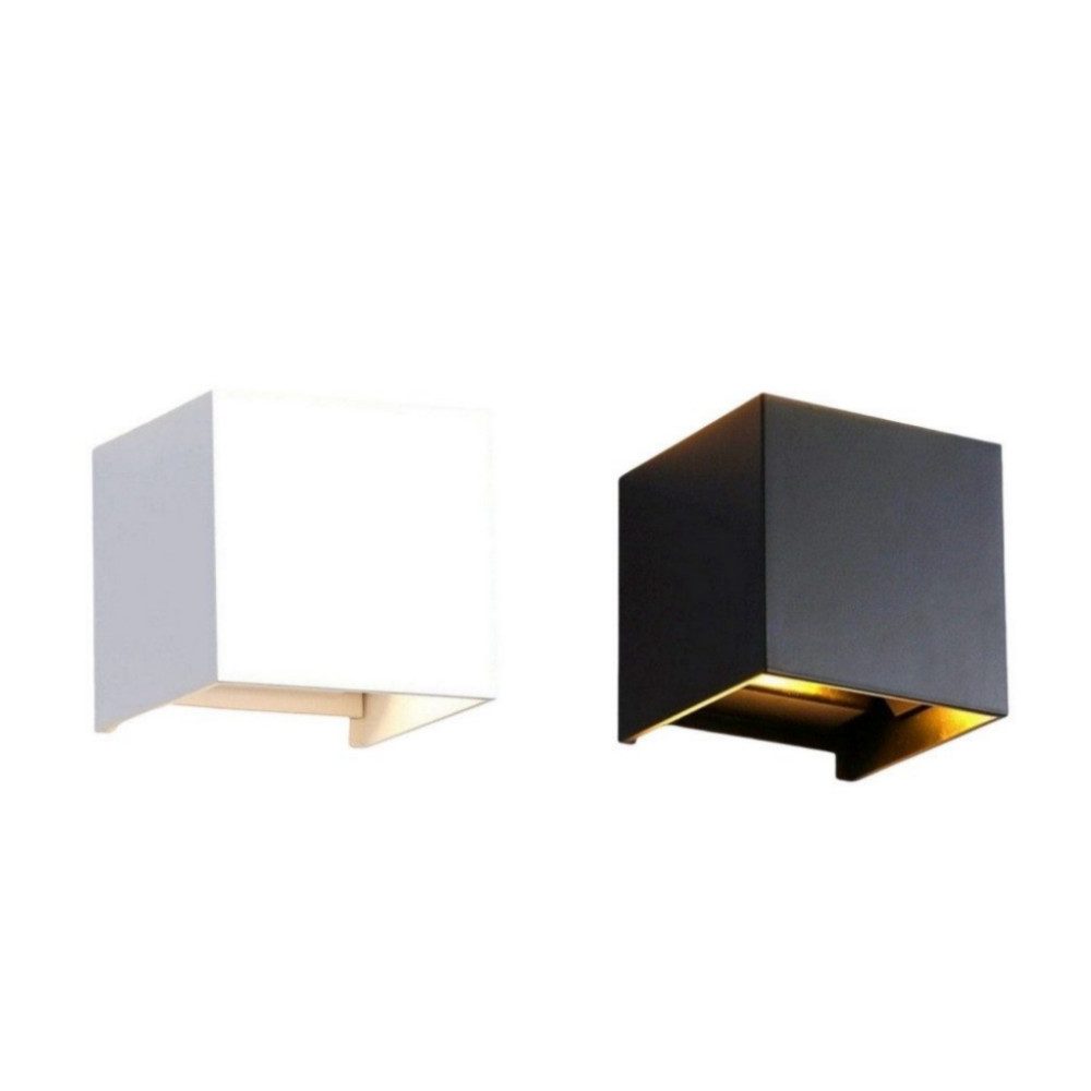 OULENBIYAR Wandleuchte 7W LED Wandlampe Auf und ab Einstellbarer Lichtstrahl Strahler 10x10cm, LED fest integriert, Warmweiß, Würfel LED Wandleuchte für Wohnzimmer, Schlafzimmer, Balkon, Flur