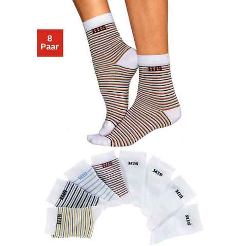 H.I.S Socken (Packung, 8-Paar) geringelt und unifarben