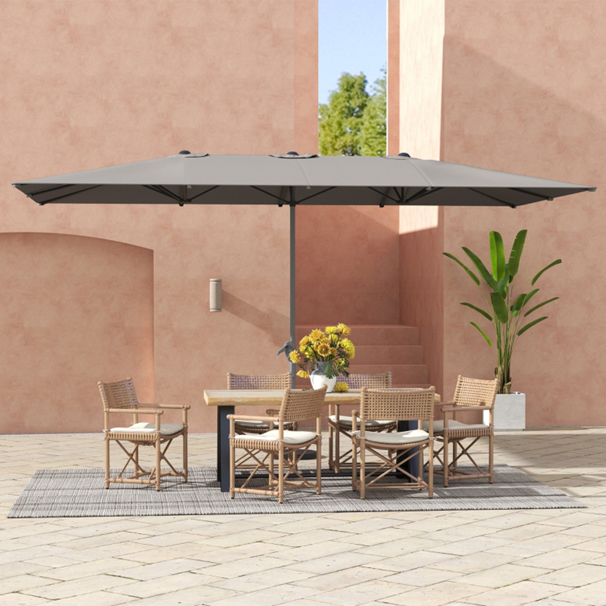 MC Star Sonnenschirm Doppelsonnenschirm mit Kurbel günstig online kaufen