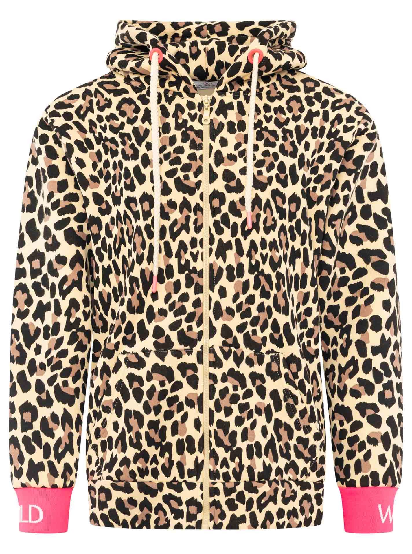 Zwillingsherz Kapuzensweatjacke "WILD WILD" Leomuster, Kapuze mit Kordel, Bündchen mit WILD Print, Zipper – Bild 2 von 5