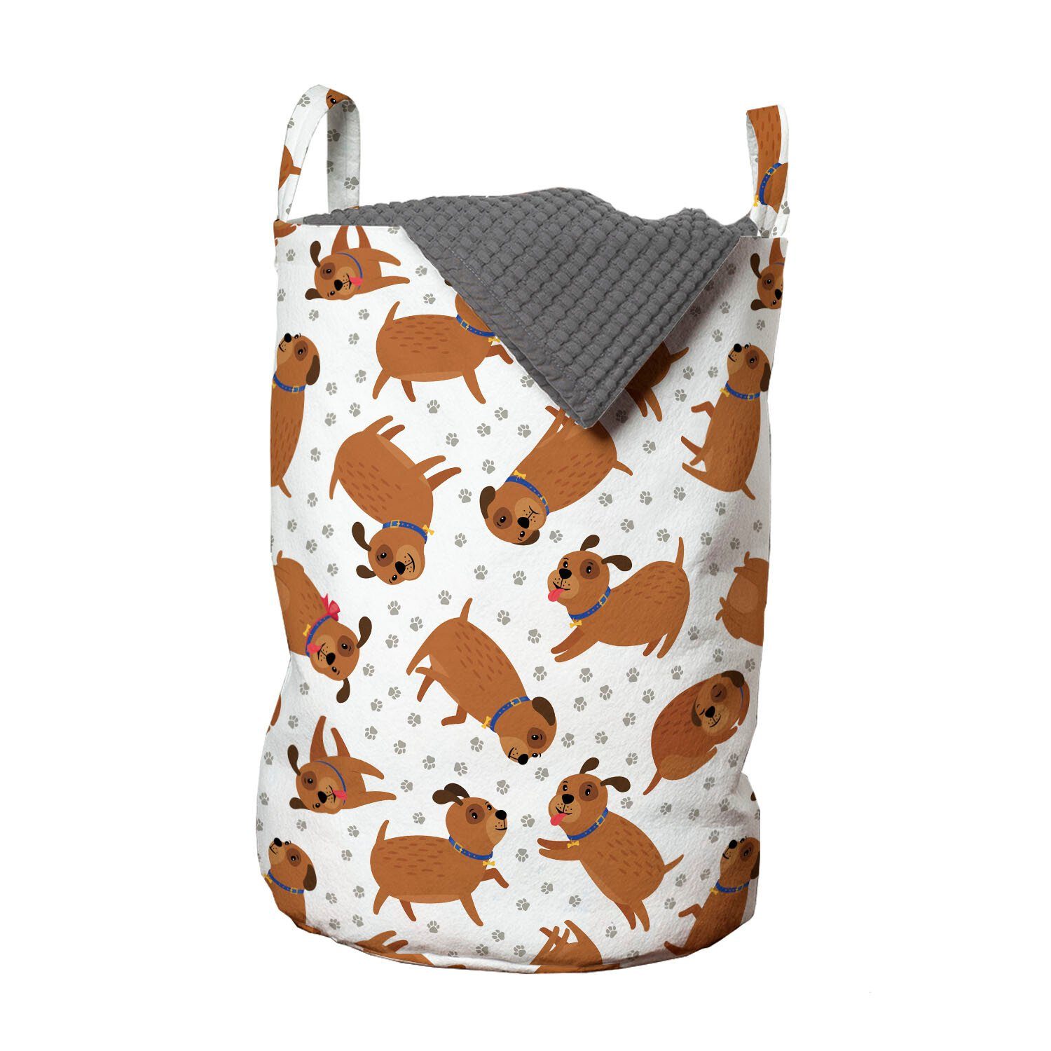 Abakuhaus Wäschesäckchen Wäschekorb mit Griffen Kordelzugverschluss für Waschsalons, Hunde Tiere und Tatzen-Druck