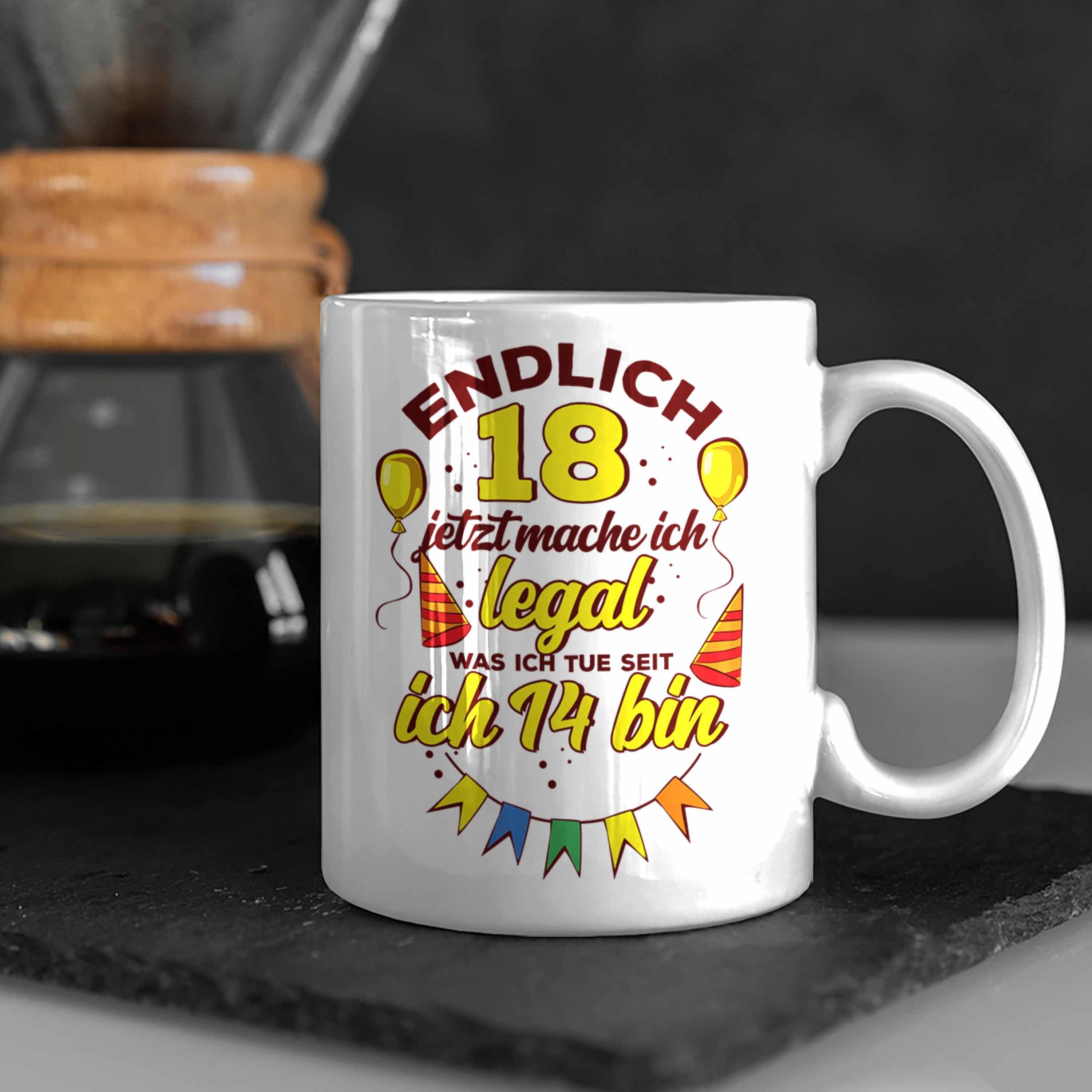 zum witziges Tasse Geburtstag Lustige 18. Tasse 18er Geburtstag Trendation Geschenk Weiss