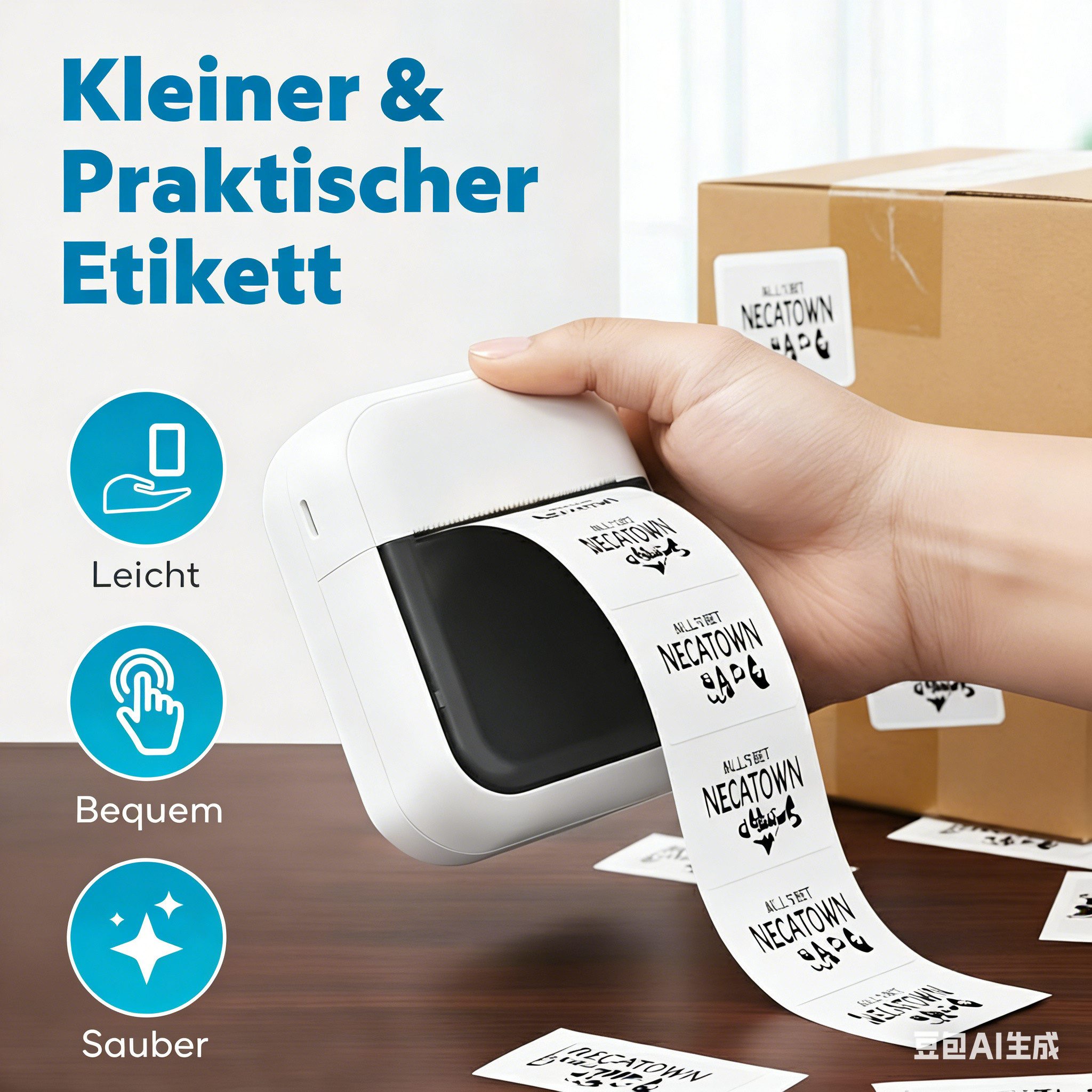 Luckice Tragbarer Thermodrucker Mini-Drucker Schablonendrucker Etikettendrucker, (Barcode-Drucker, Fotodrucker mit Bluetooth-Verbindung, große Auswahl an Grafik- und Textvorlagen)