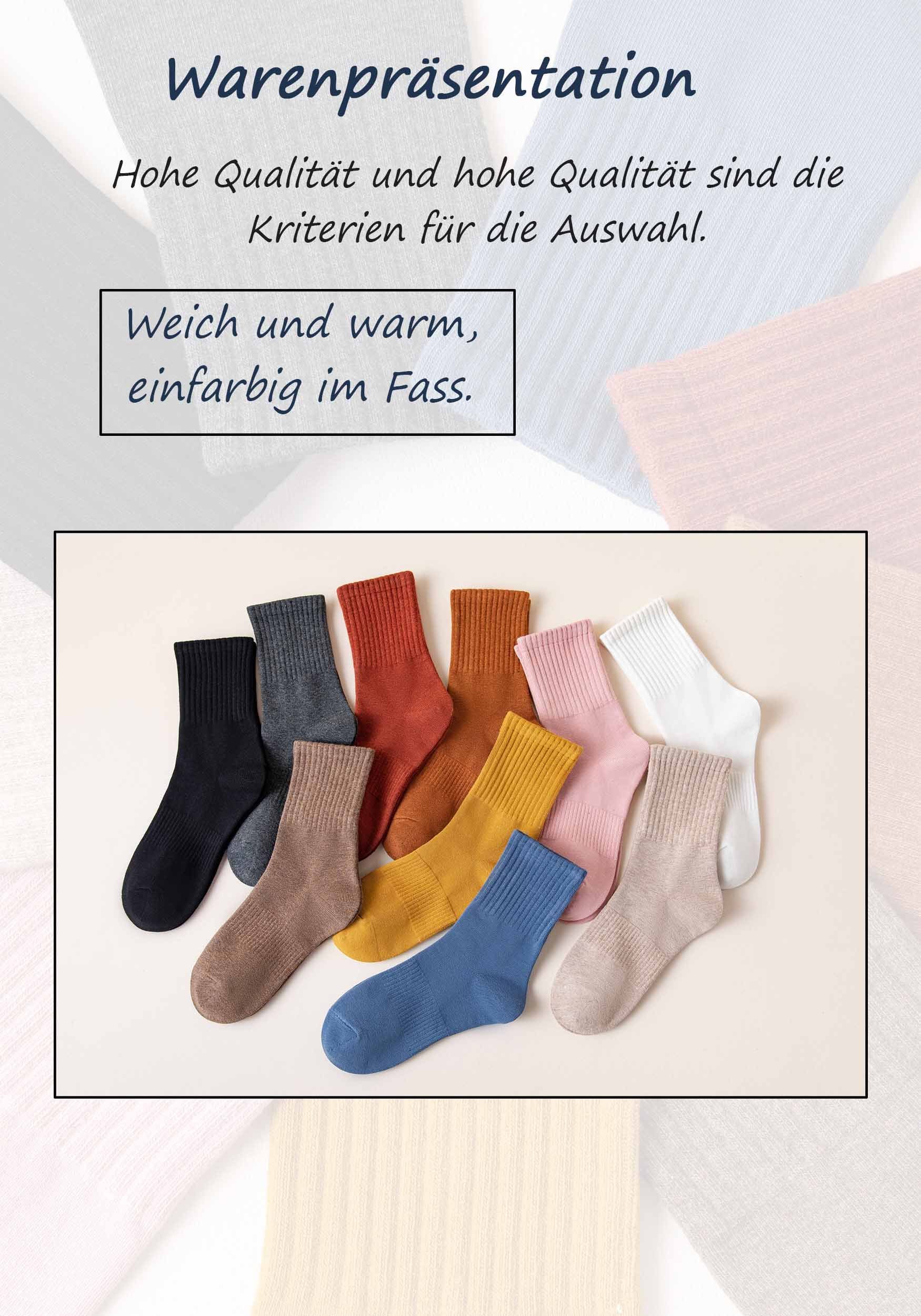 hohes 100% 4-Paar) Hellbraun Damen einfarbig (4-Paar, Basicsocken Baumwolle MAGICSHE Socken
