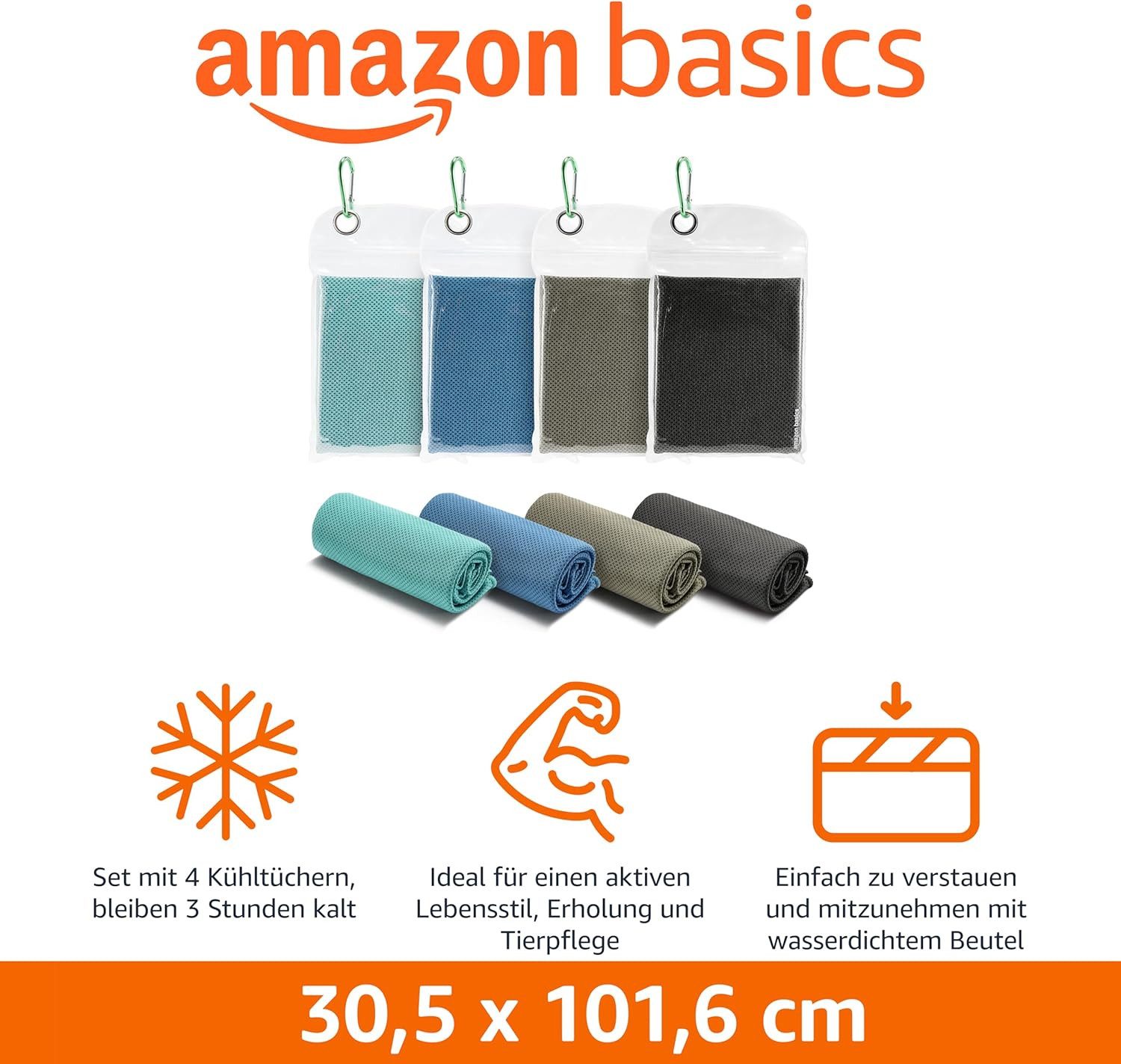FELIXLEO Sporthandtuch Sport Kühlhandtücher 4er Set für Hals Gesicht Training 102x31 cm, (4-St)