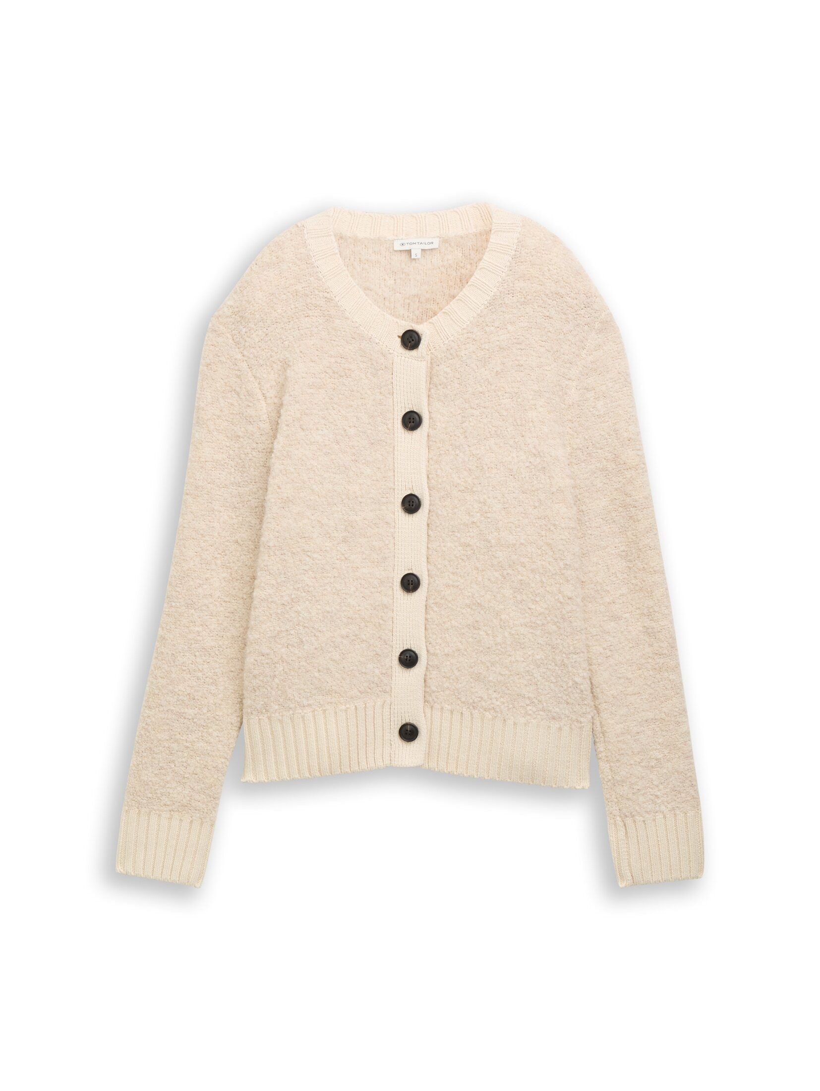 TOM TAILOR Cardigan Pullover & Strickjacken Bouclé Cardigan mit Wollanteil