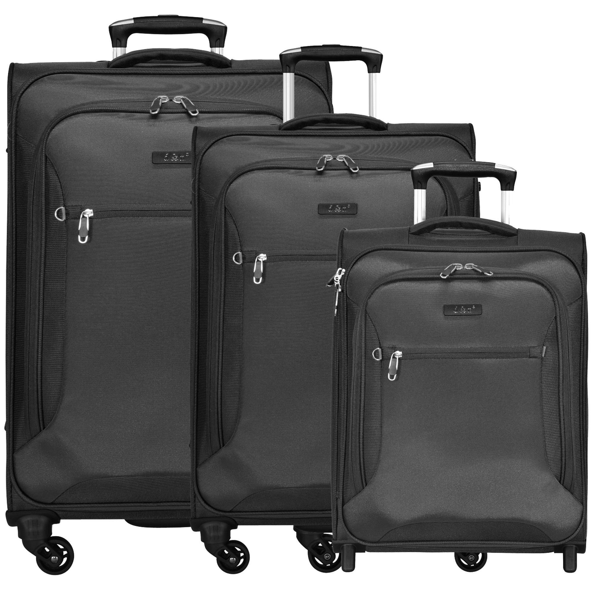 Polyester I 6400, Rollen, schwarz Travel 3 Line Trolleyset tlg), (3-teilig, D&N 4