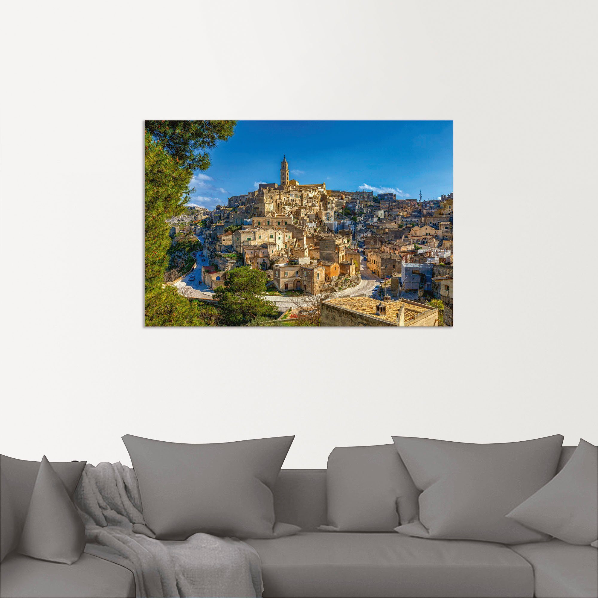 Artland Wandbild Historische Altstadt als in versch. Leinwandbild, von oder Italien Alubild, Matera Poster Italien, St), (1 Wandaufkleber Größen