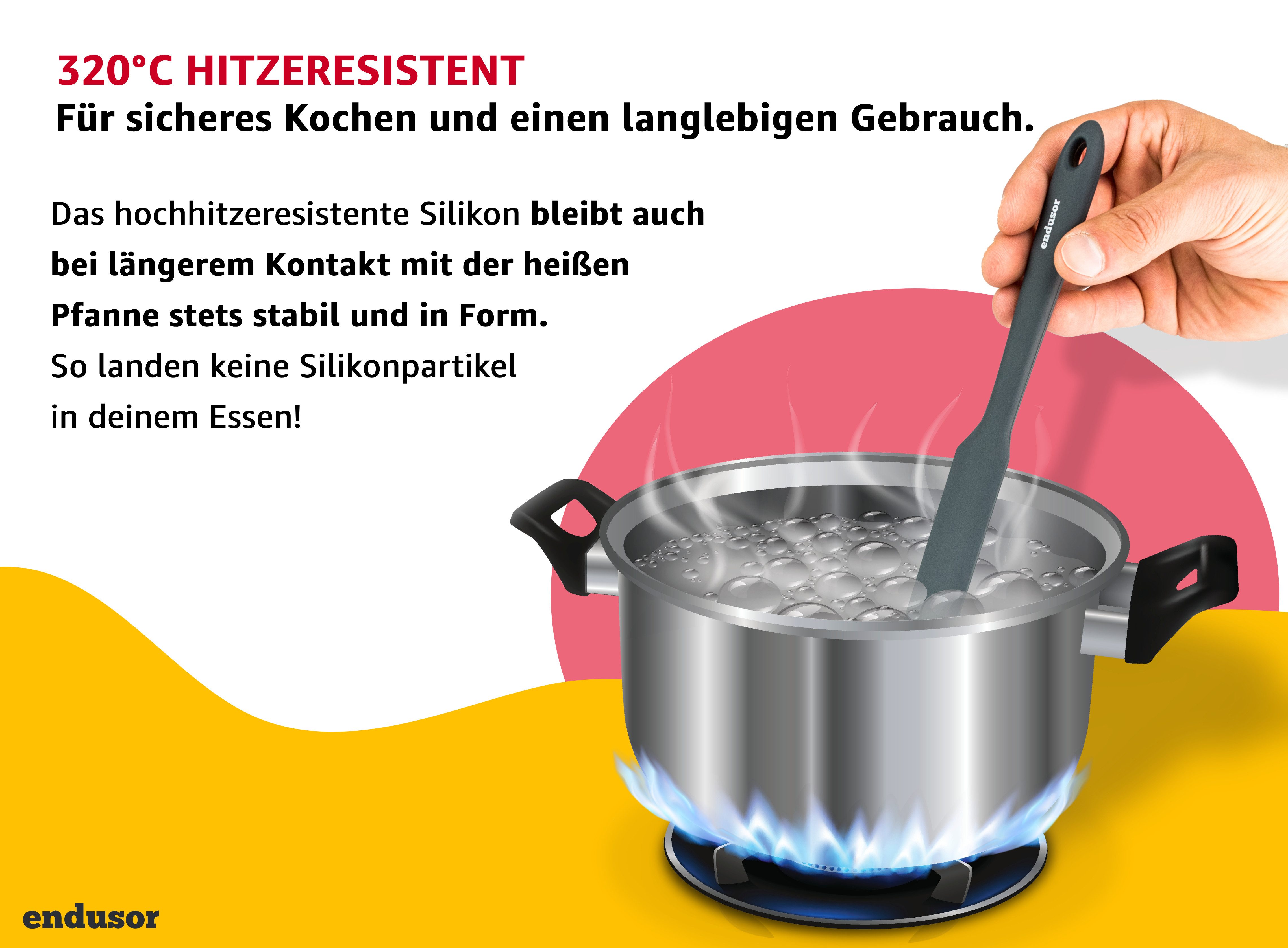 endusor Pfannenwender Silikon Spatel Set 4-teilig für Pancake & Spiegeleipfanne, Edelstahlkern, Hygienisches Silikon, Hitzeresistent bis 320°C – Bild 5 von 5