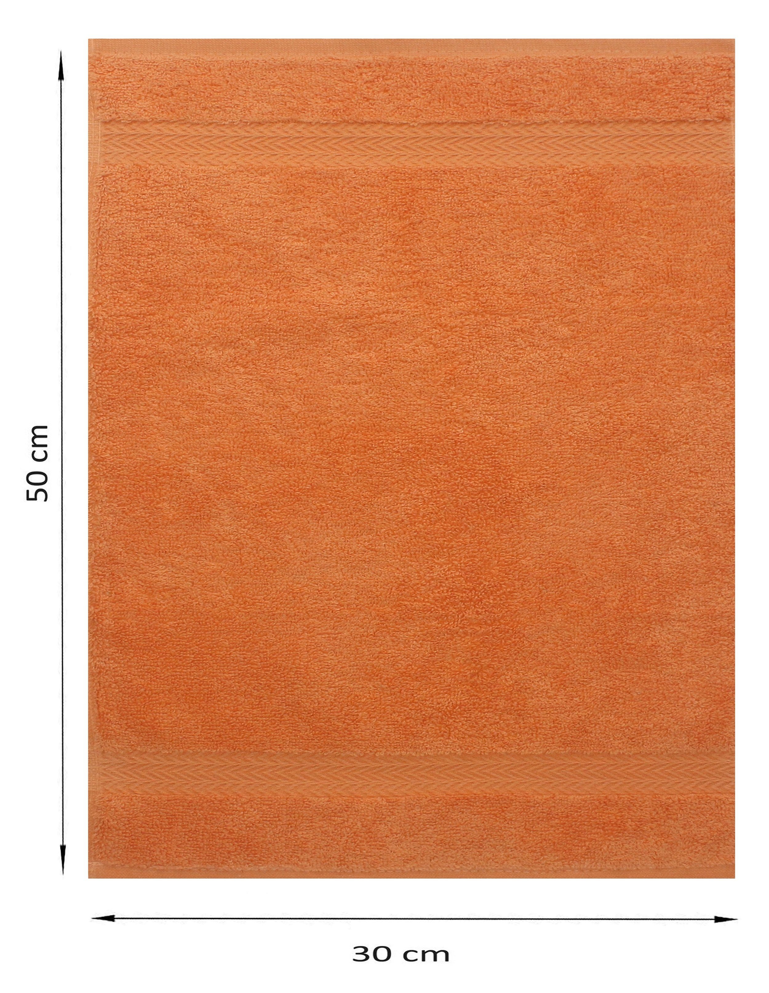Betz Gästehandtücher 10 Stück Gästehandtücher 100% 30x50 beige und Farbe Baumwolle Premium orange, cm