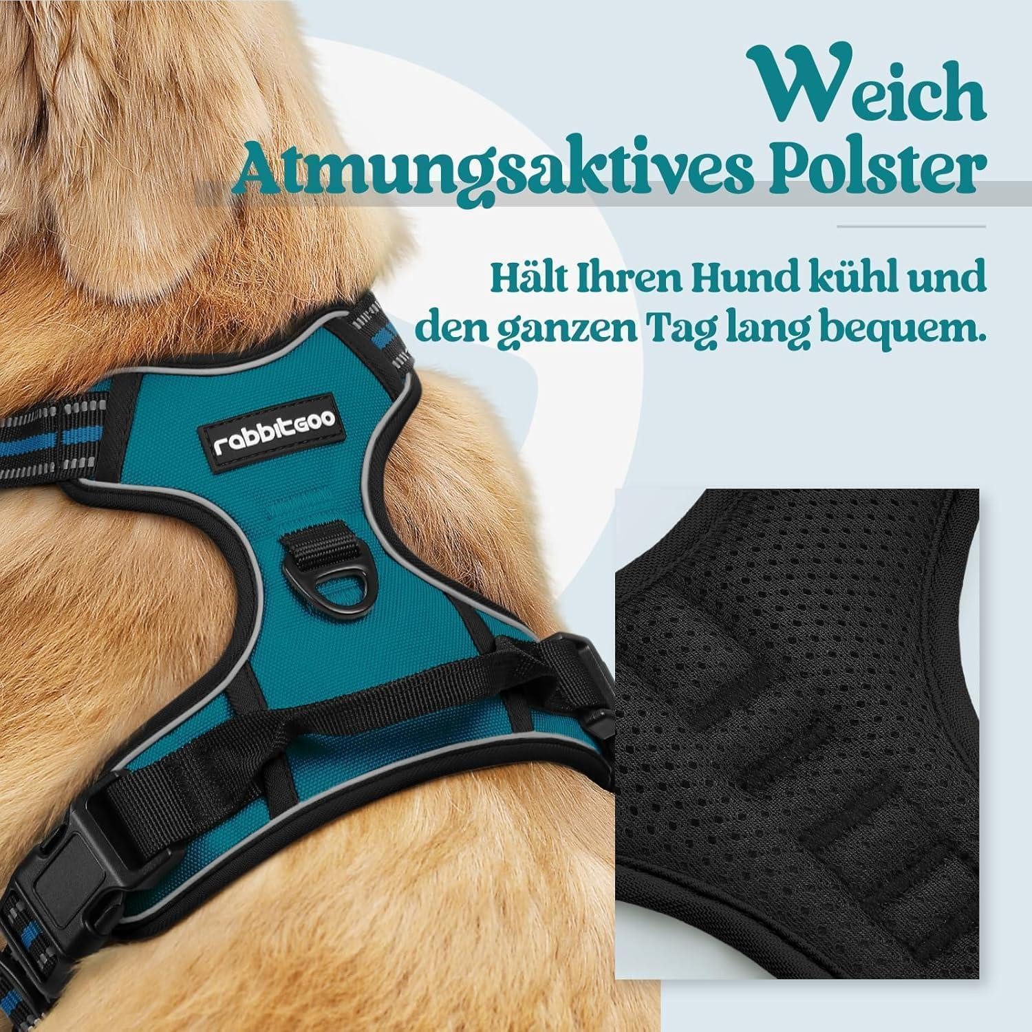 LuxusKollektion Hunde-Sicherheitsgeschirr Hundegeschirr Antizug Brustgeschirr Dunkelgrün L 1er Pack