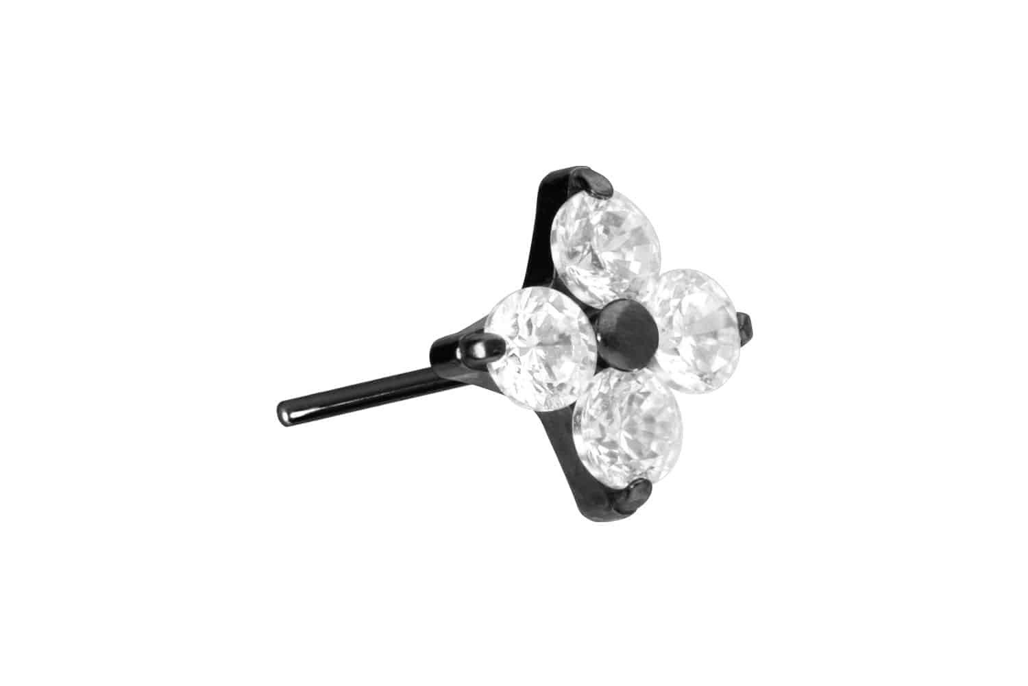 Piercing-Set Titan Aufsatz mit Push Pin KRISTALLBLUME